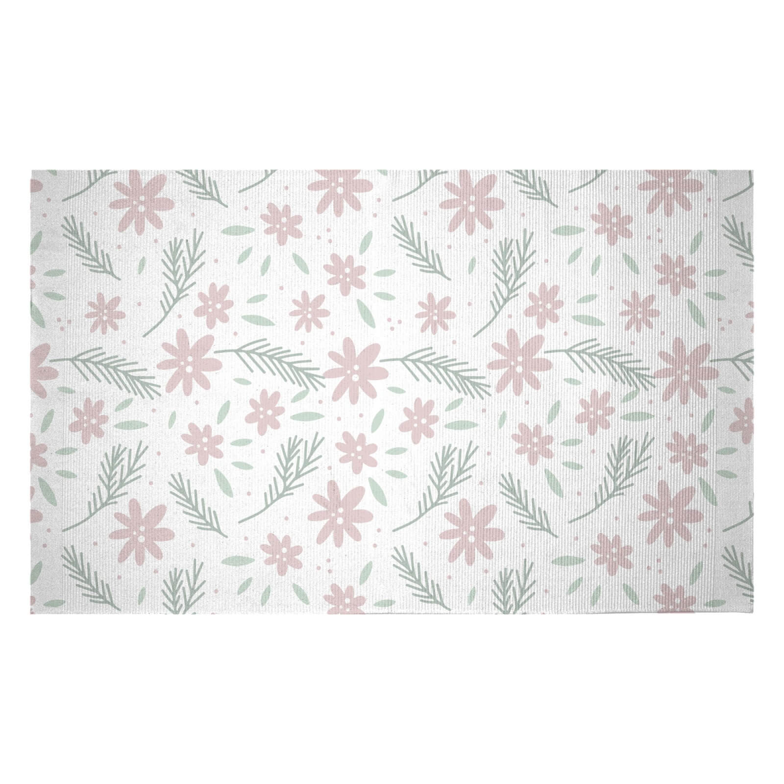Neutral Floral Woven Rug - Small