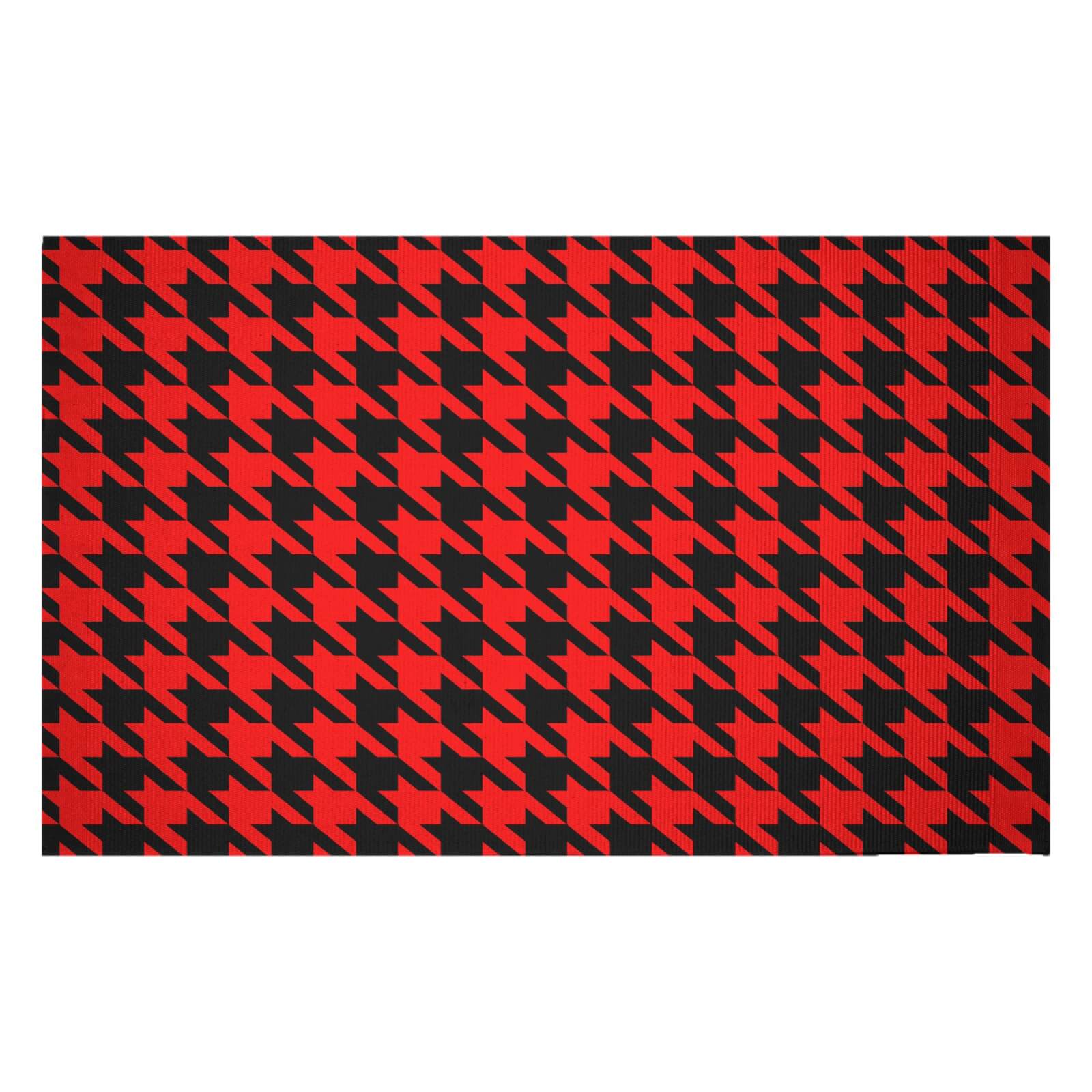 Red Dogtooth Woven Rug - Small
