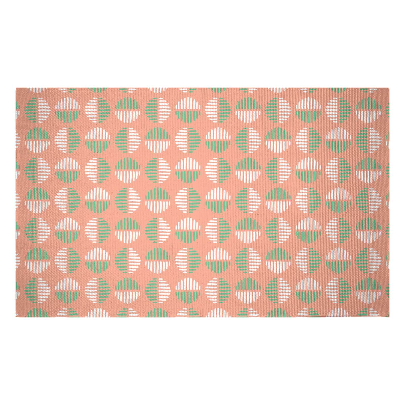 Retro Pink & Green Circles Woven Rug - Small