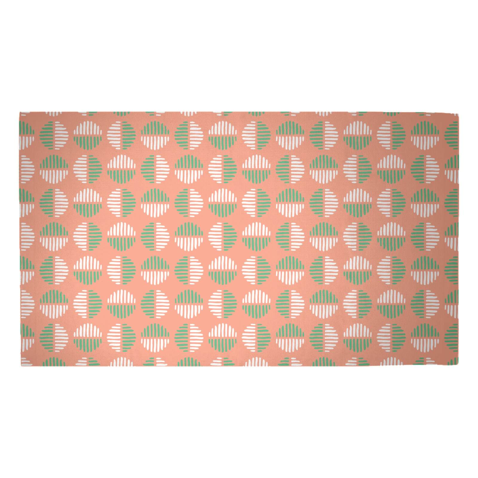 Retro Pink & Green Circles Woven Rug - Medium