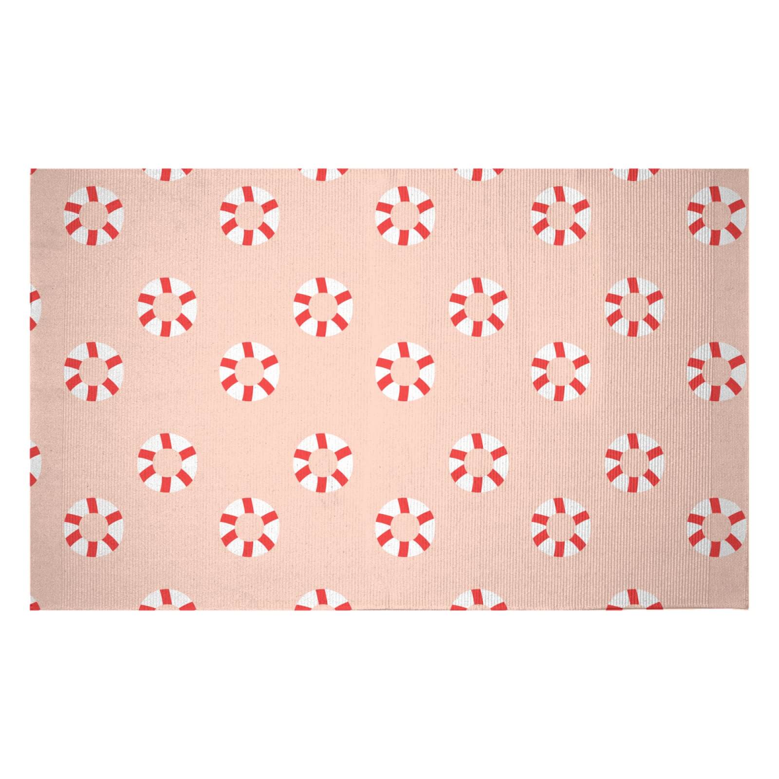 Rubber Ring Pattern Woven Rug - Small