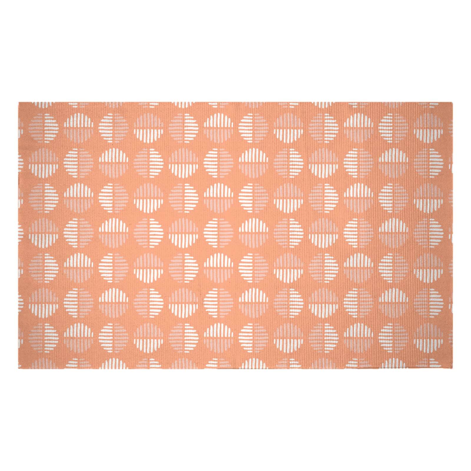 Retro Peach Circles Woven Rug - Small