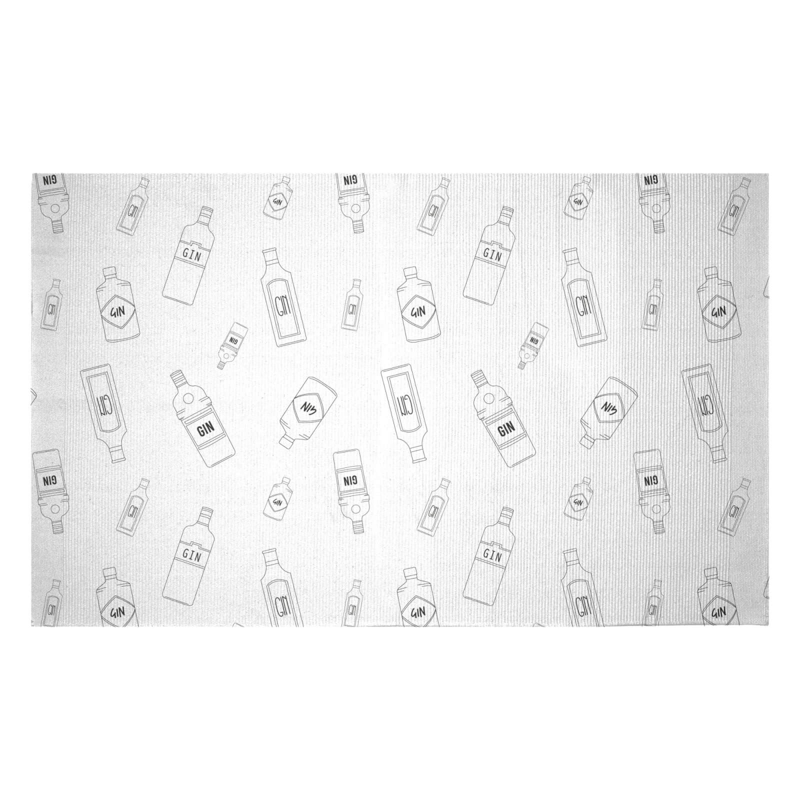 Gin Bottles Black And White Woven Rug - Small