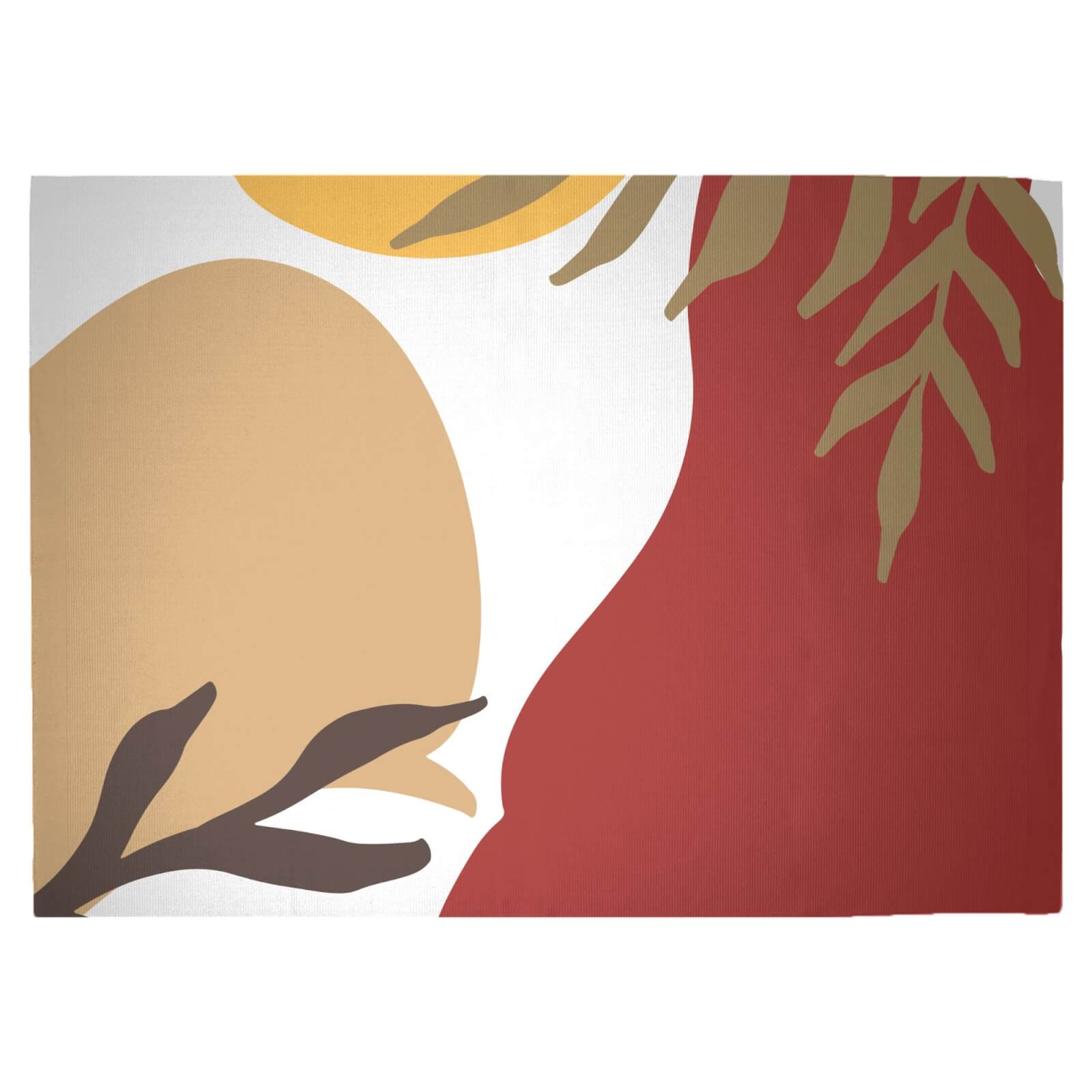 Hot Tone Abstract Leaves Woven Rug - Large