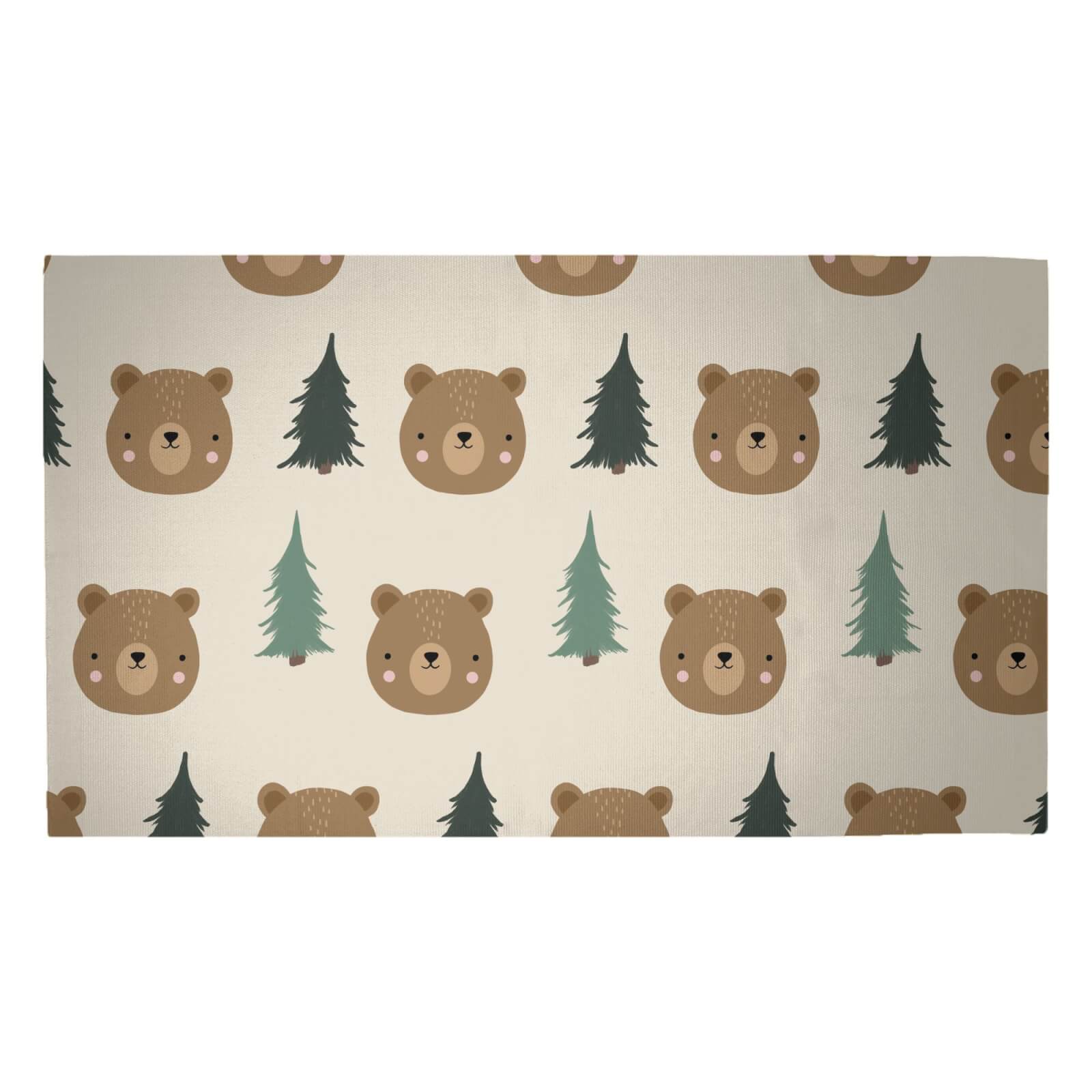 Bear And Forest Pattern Woven Rug - Medium