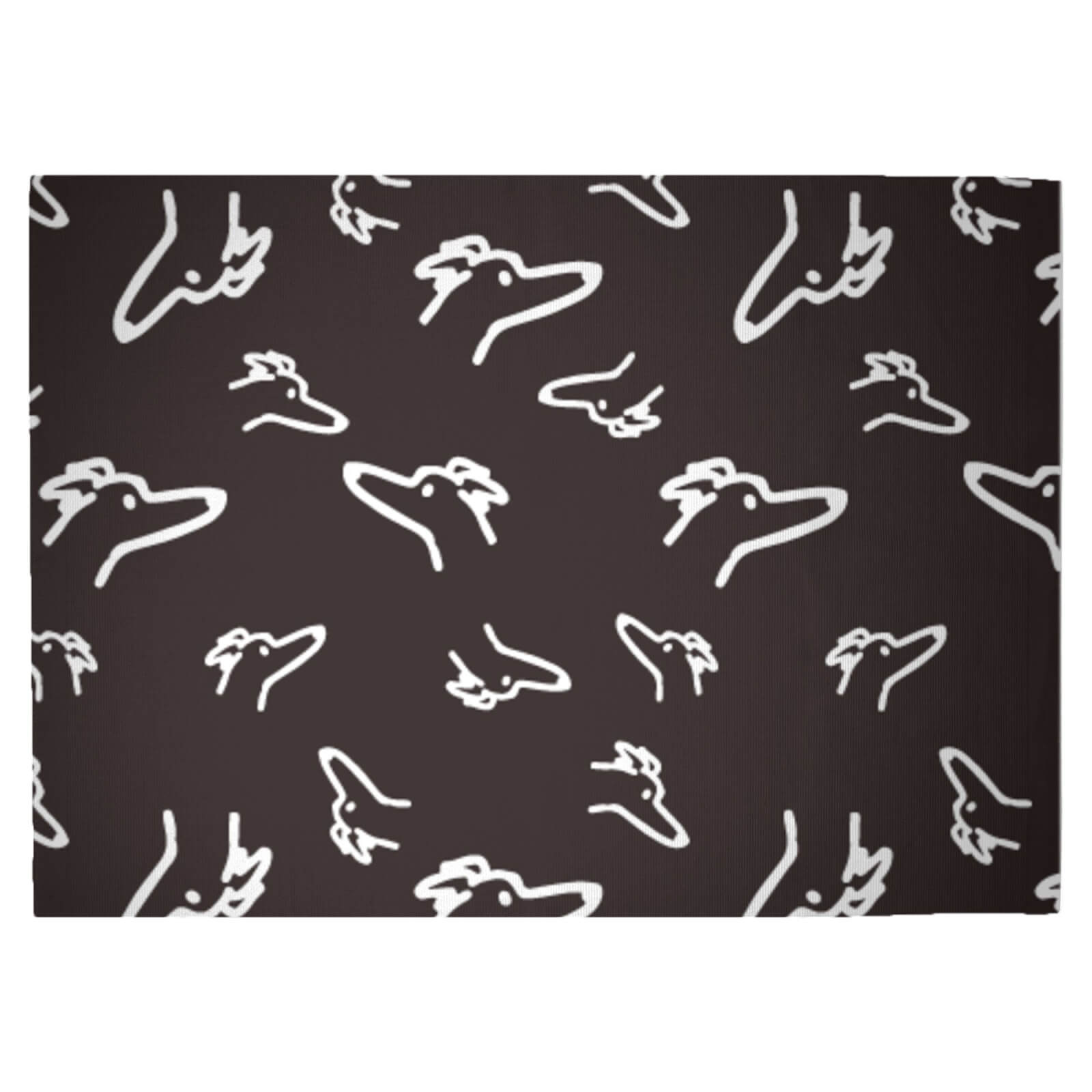 Line Dog Pattern Woven Rug - Large