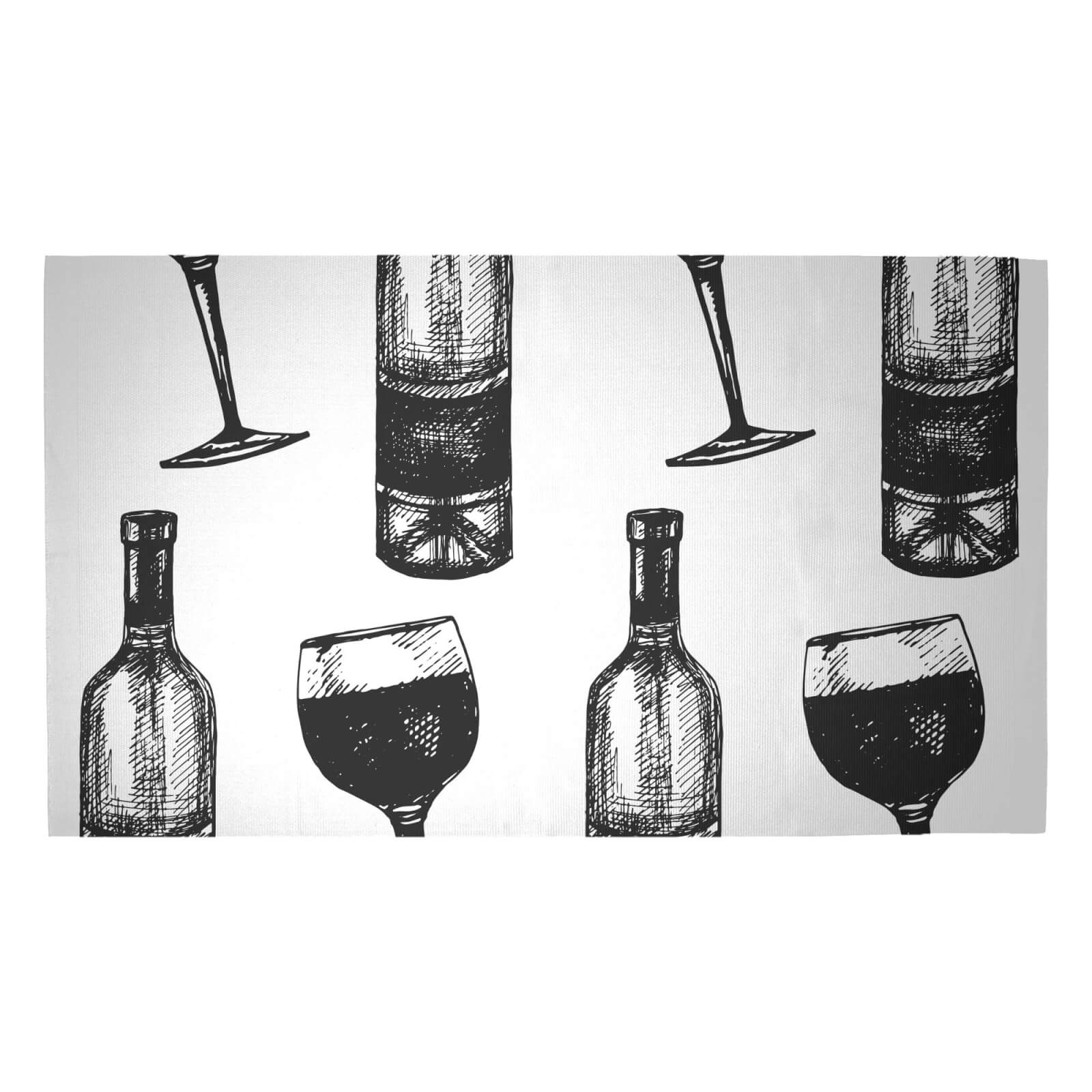 Red Wine And Bottle Woven Rug - Medium