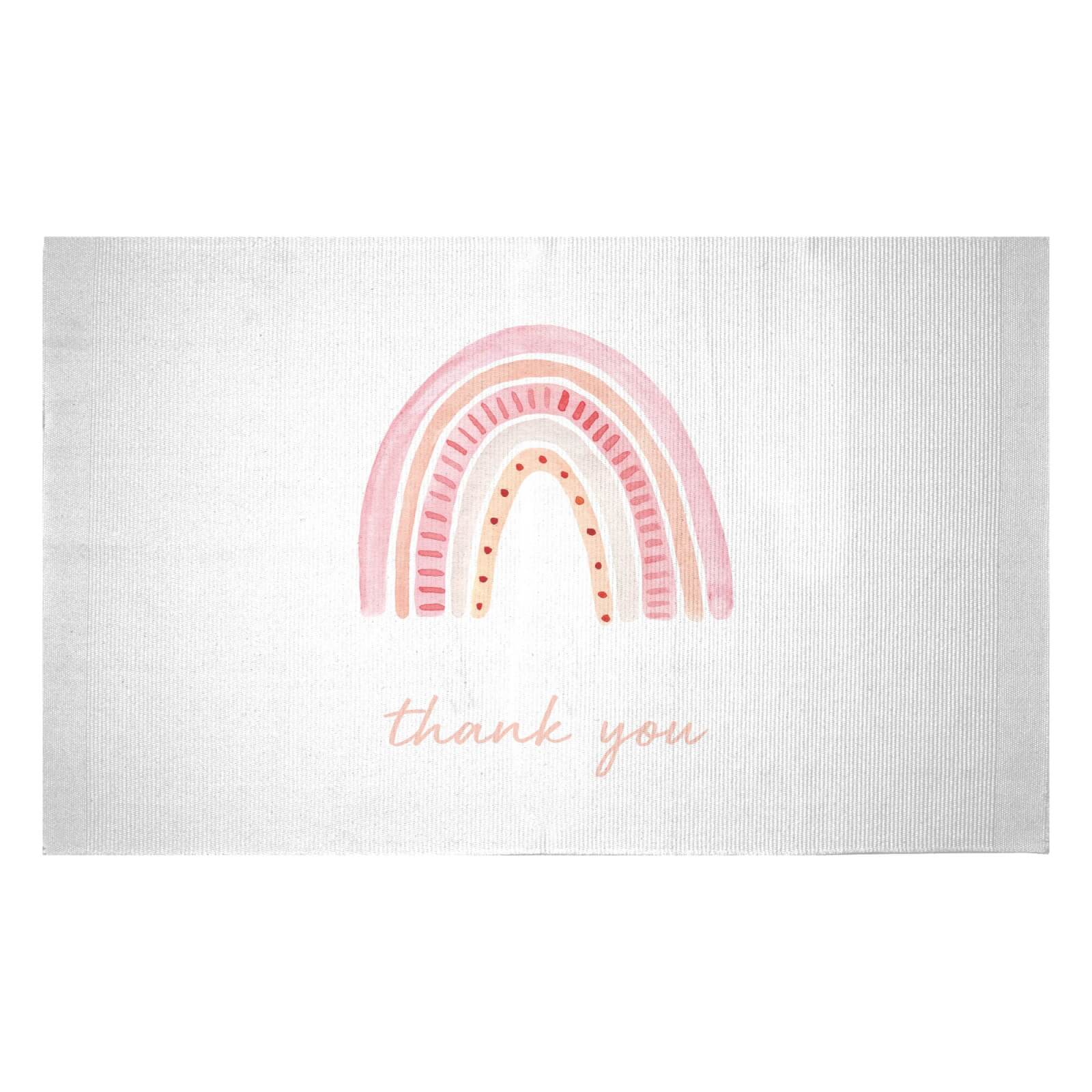 Thank You Pink Rainbow Woven Rug - Small