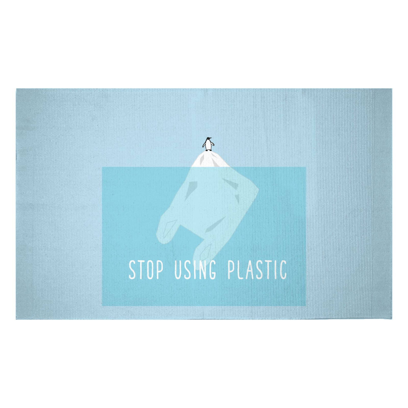 Stop Using Plastic Penguin Woven Rug - Small