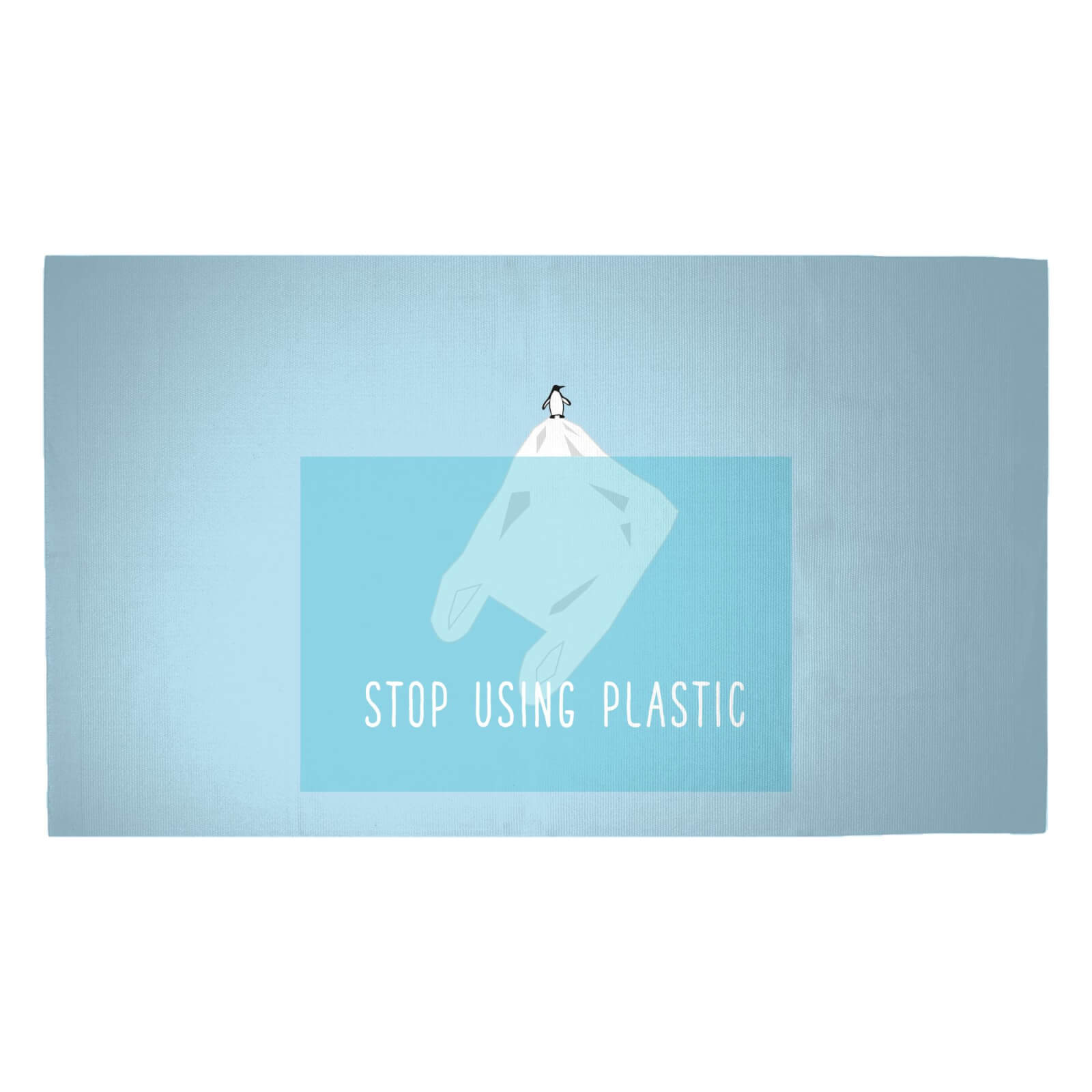 Stop Using Plastic Penguin Woven Rug - Medium