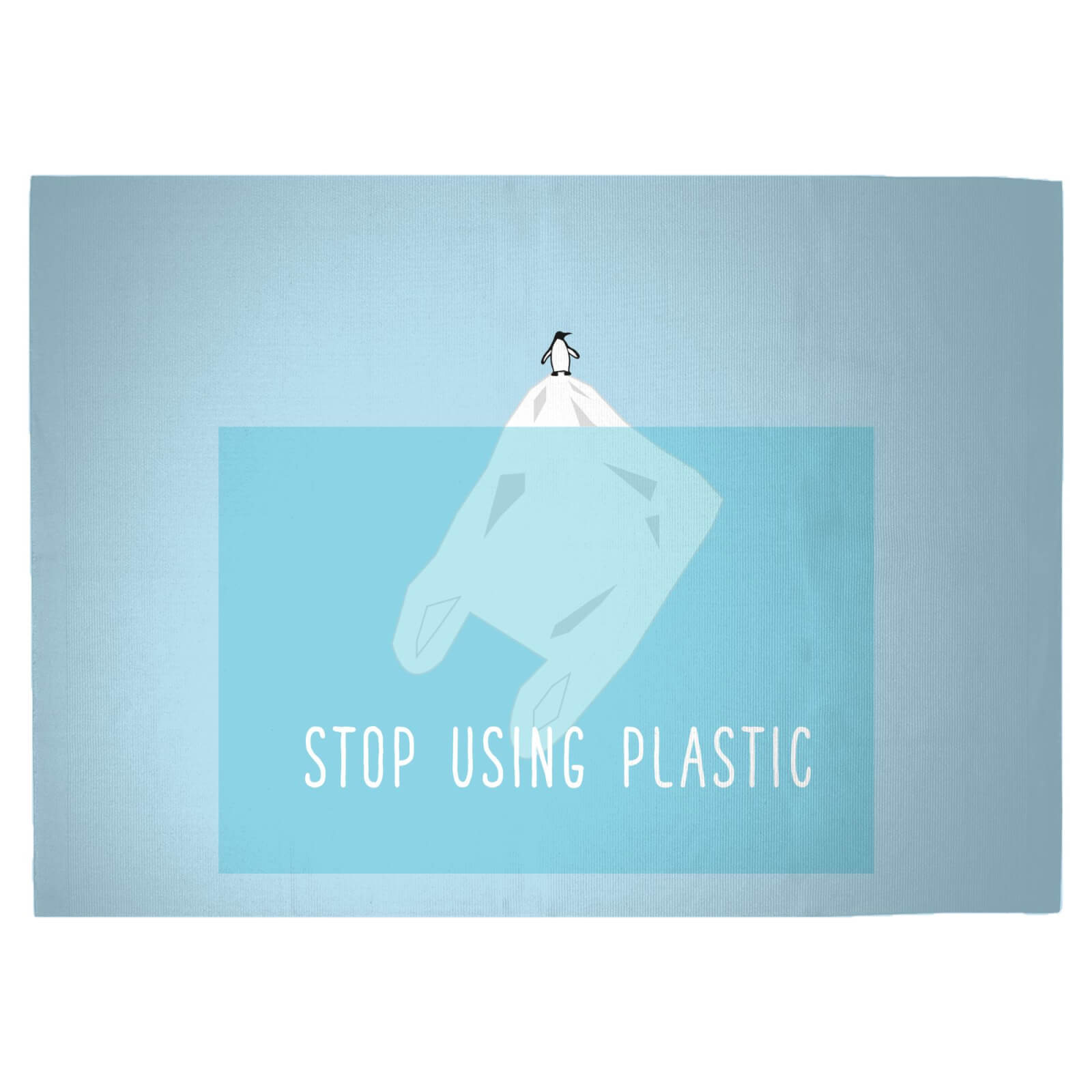 Stop Using Plastic Penguin Woven Rug - Large