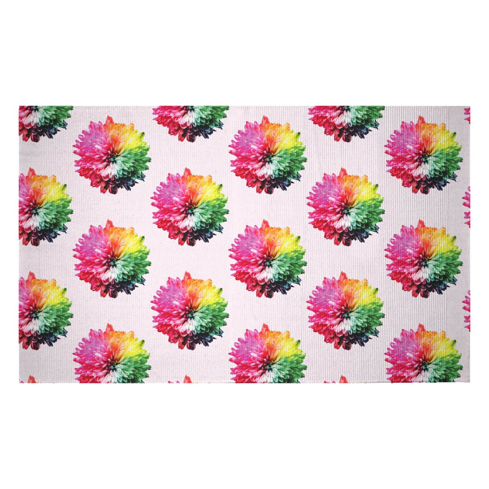Fluro Flower Pattern Light Woven Rug - Small