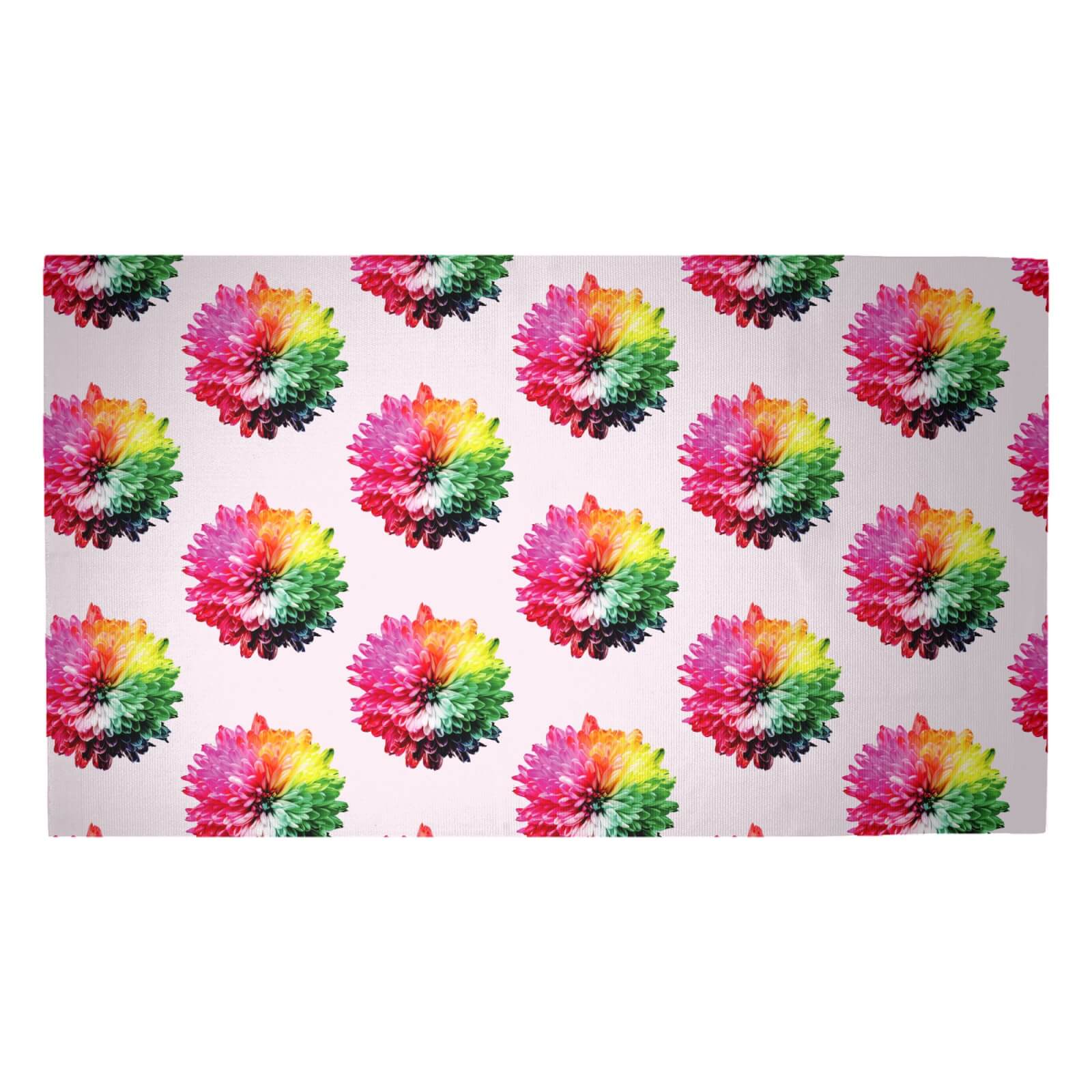 Fluro Flower Pattern Light Woven Rug - Medium