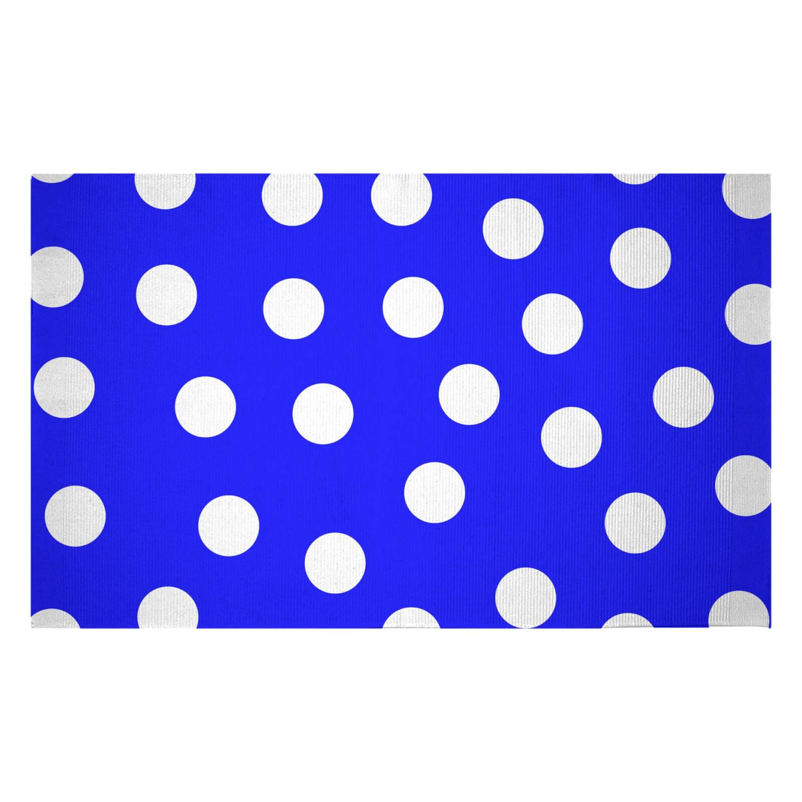 Bright Blue Polka Dots Woven Rug - Small