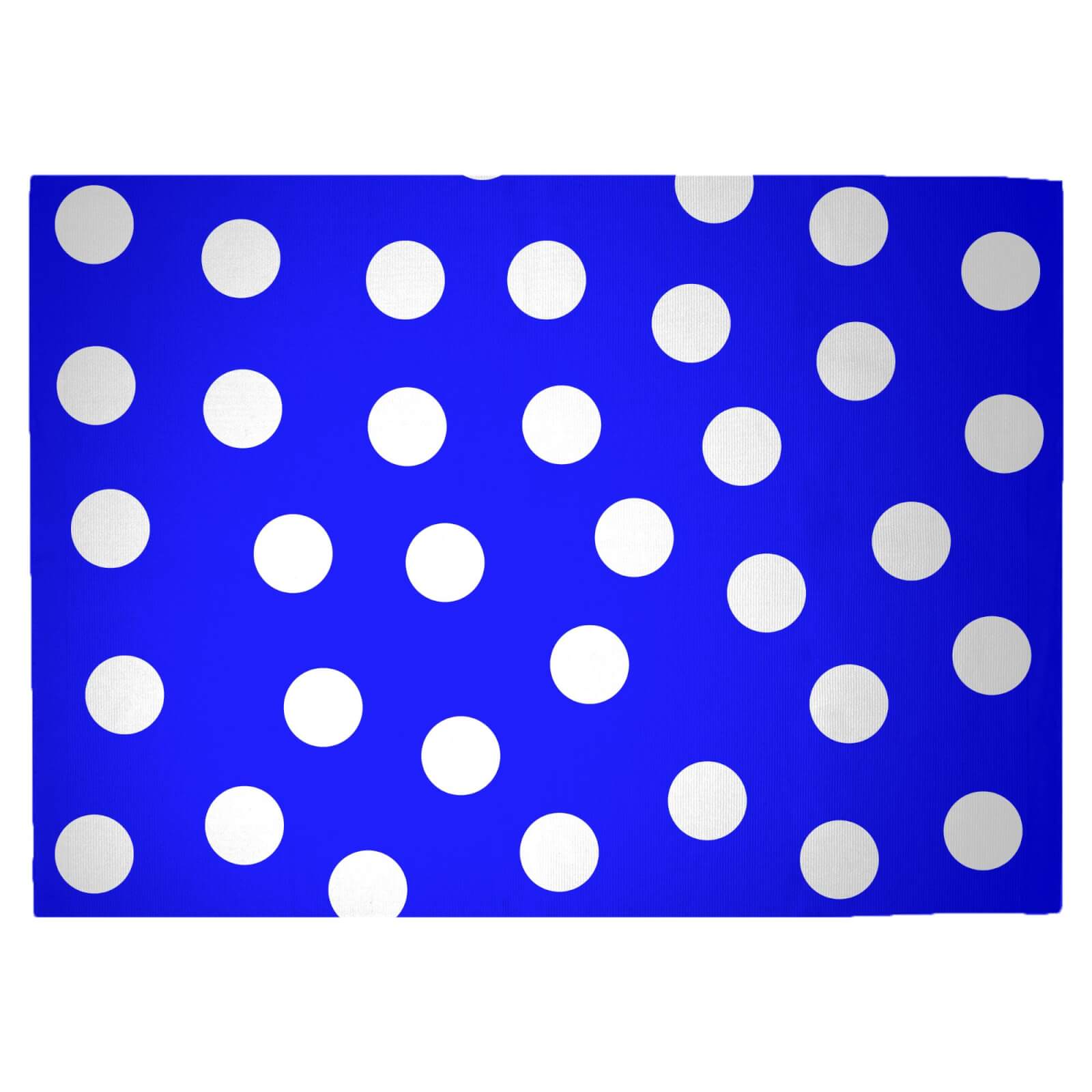 Bright Blue Polka Dots Woven Rug - Large
