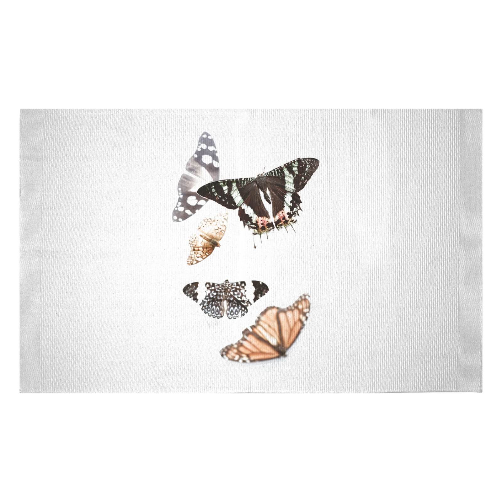 Isolated Butterflies Woven Rug - Small