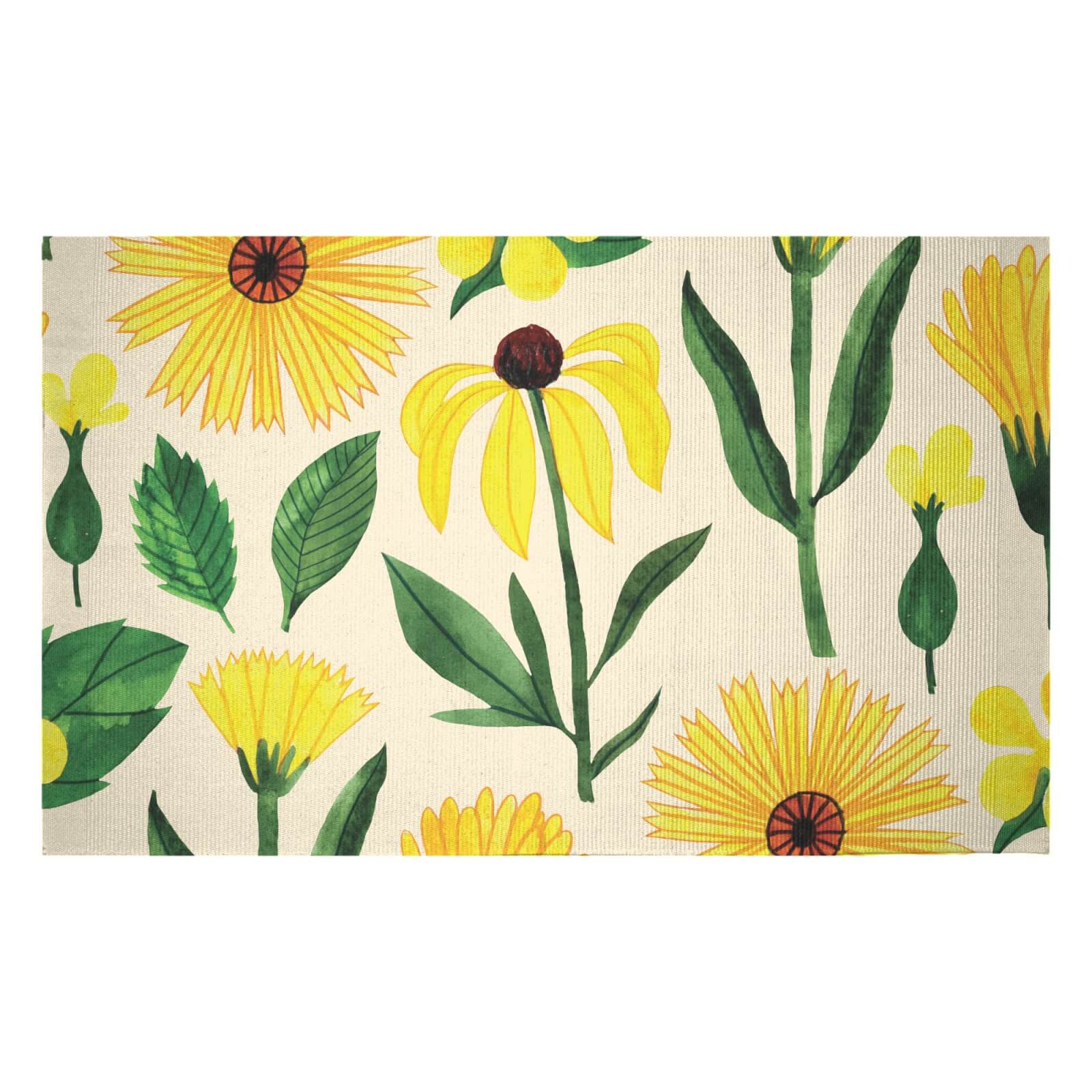 Retro Mellow Flowers Woven Rug - Small