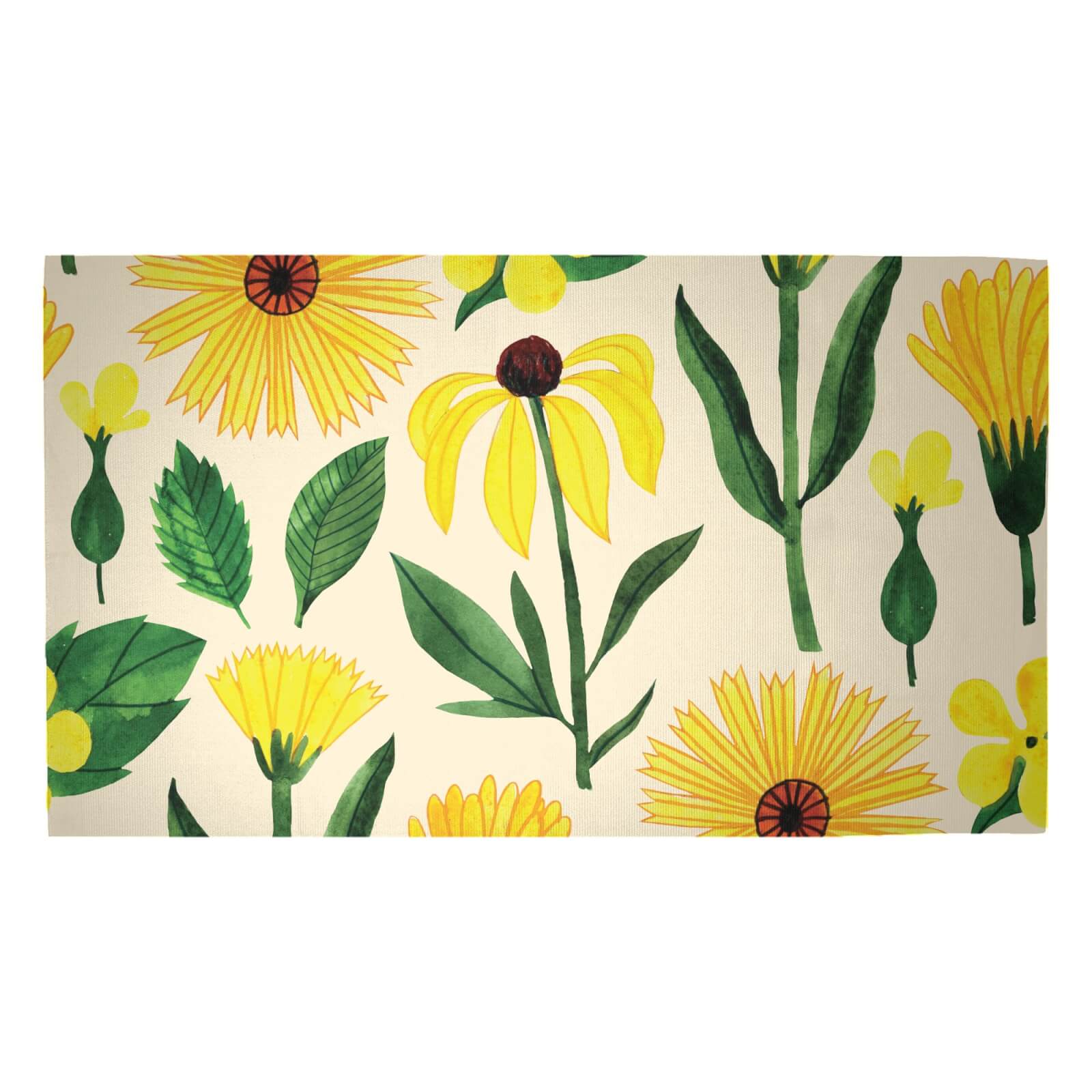 Retro Mellow Flowers Woven Rug - Medium