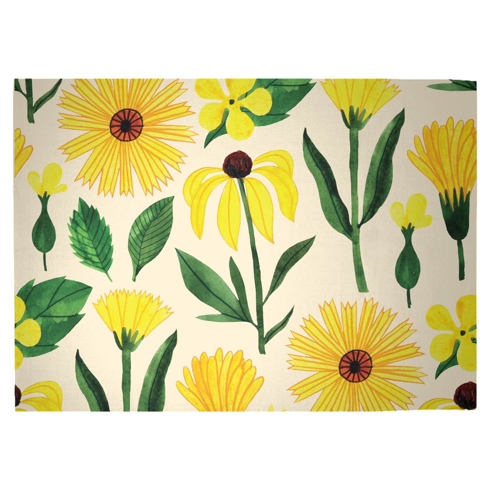 Retro Mellow Flowers Woven Rug - Large