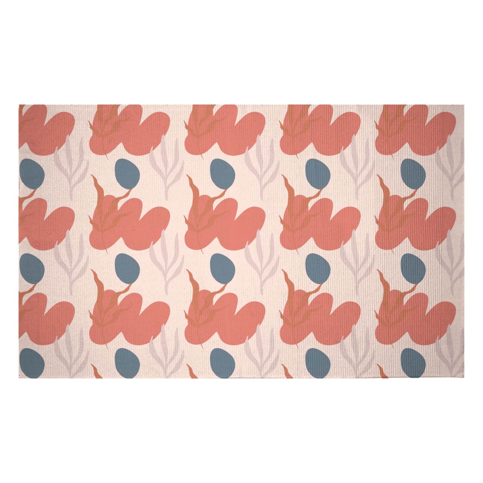 Small Abstract Leaves Woven Rug - Small