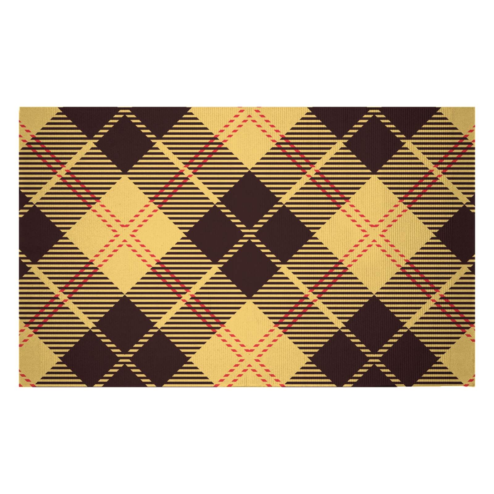 Yellow, Red & Black Cross Tartan Woven Rug - Small