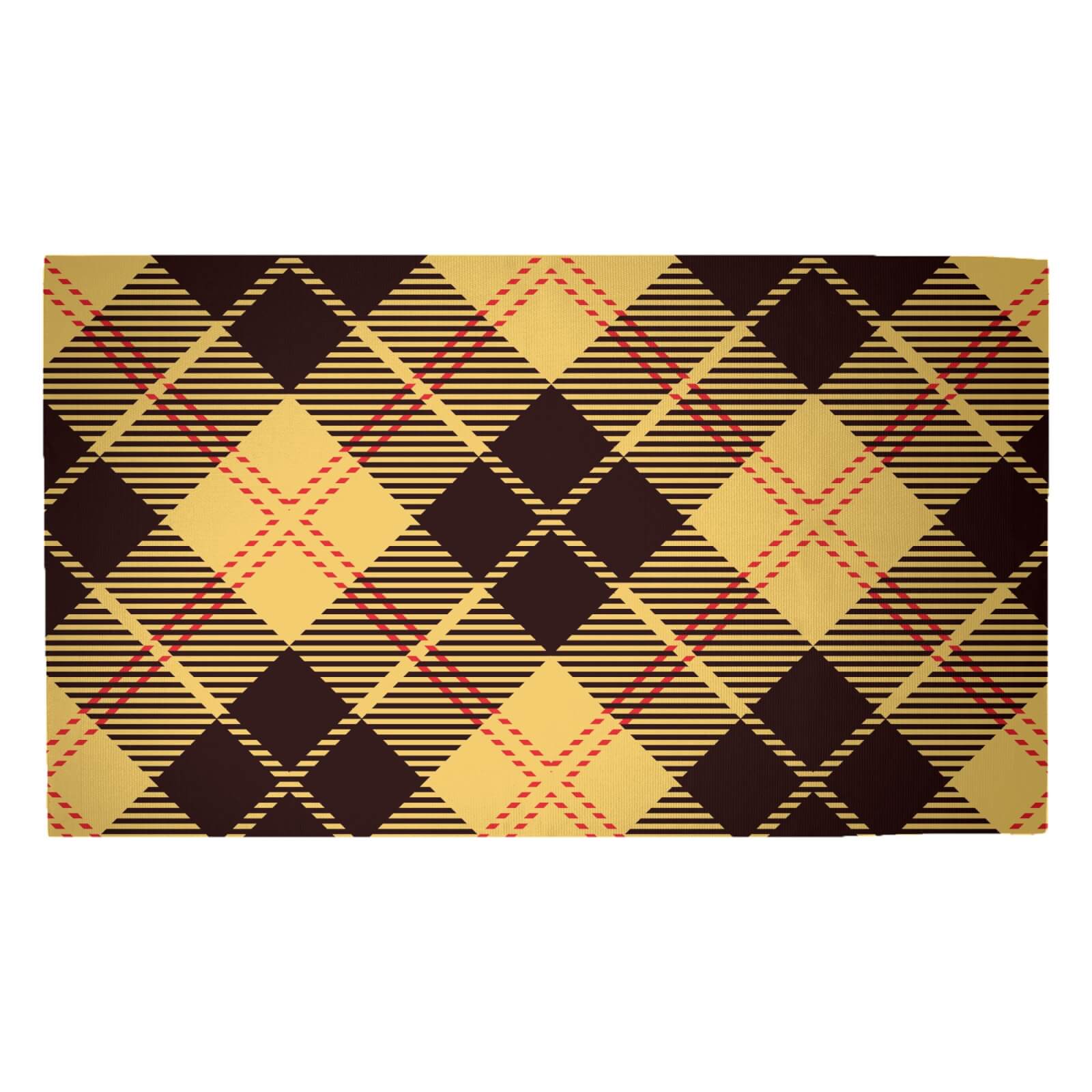 Yellow, Red & Black Cross Tartan Woven Rug - Medium