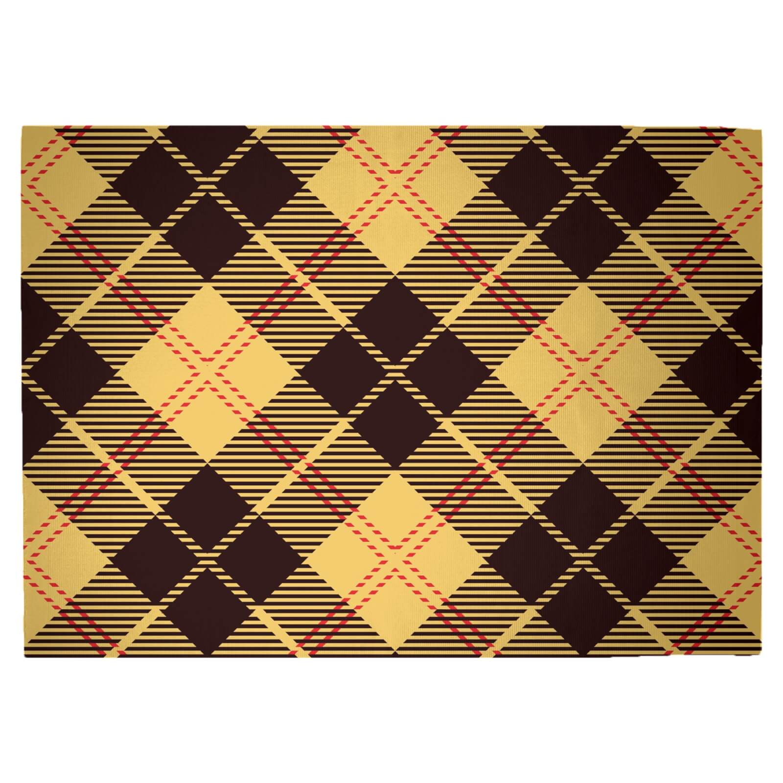 Yellow, Red & Black Cross Tartan Woven Rug - Large