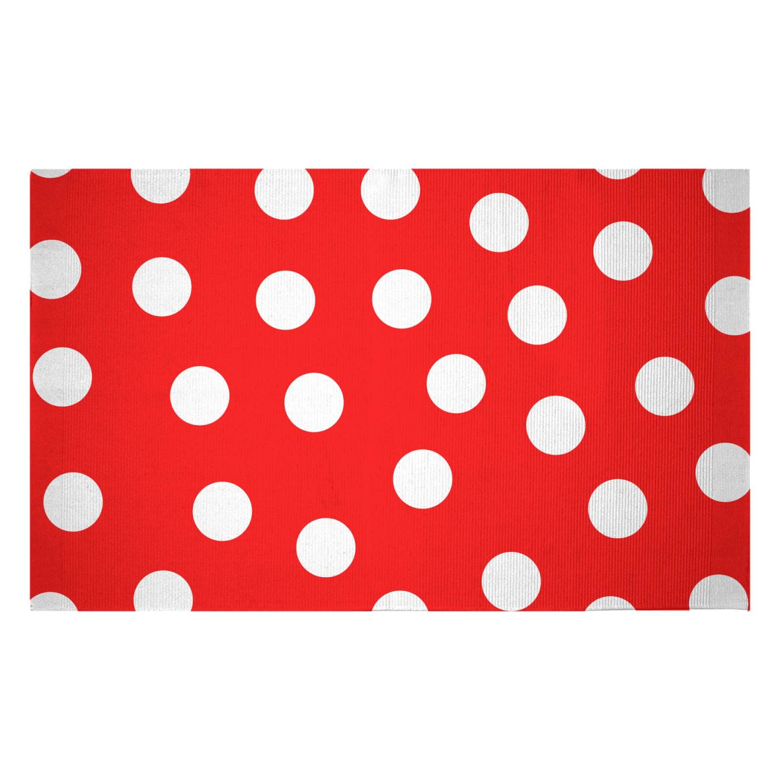 Red Polka Dots Woven Rug - Small