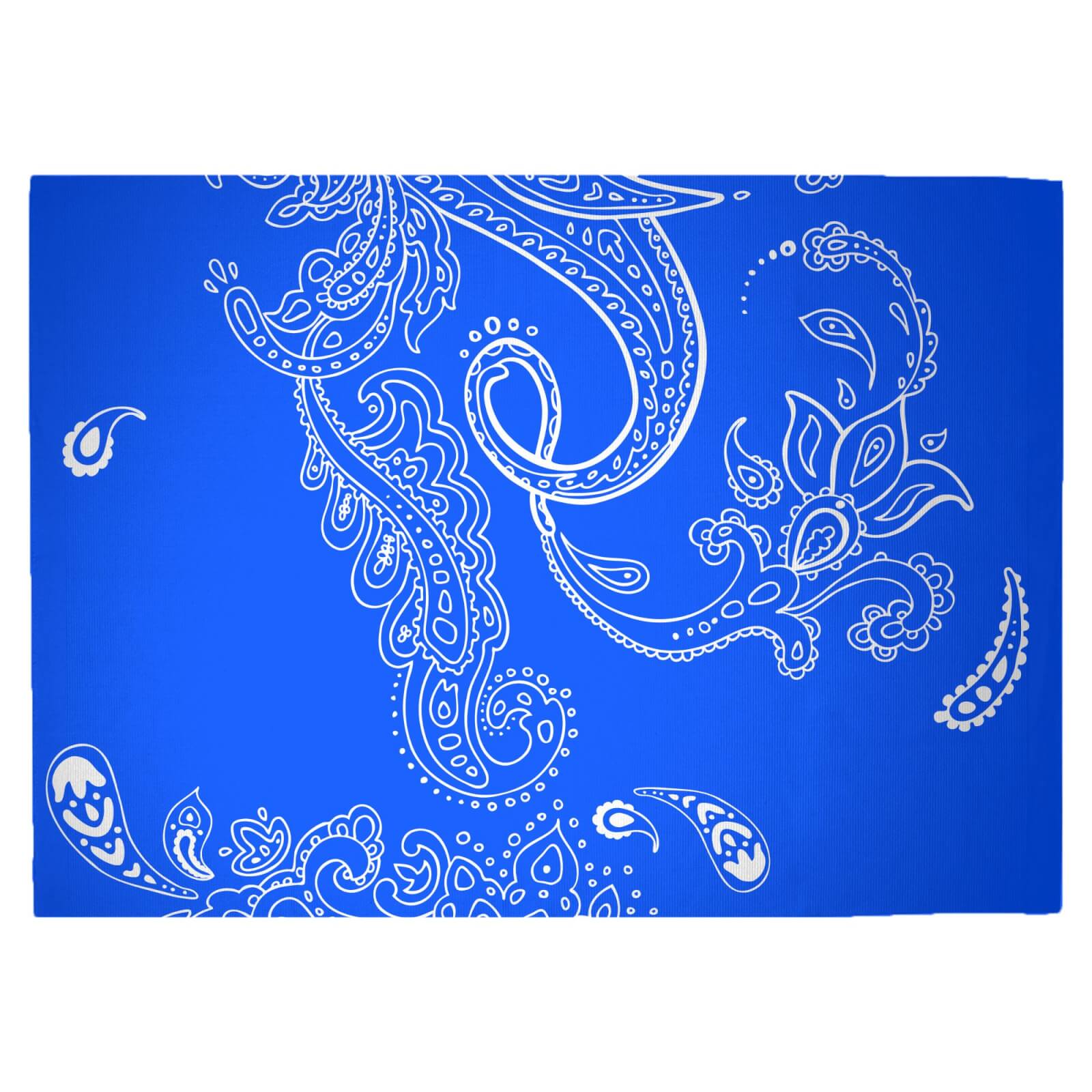Bright Blue Paisley Woven Rug - Large