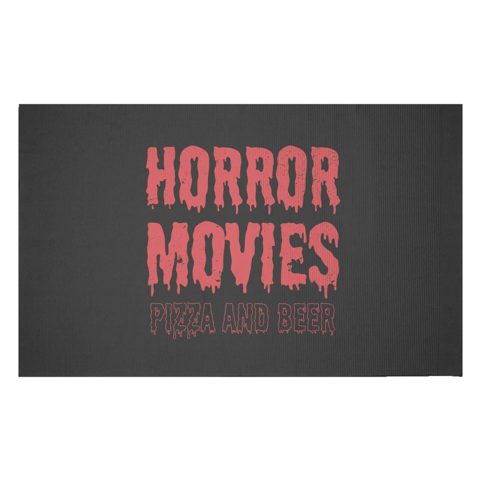 Horror Movie Pizza And Beer Woven Rug - Small