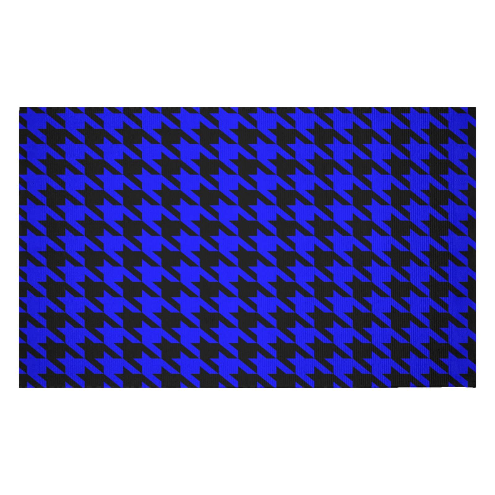 Blue Dogtooth Woven Rug - Small