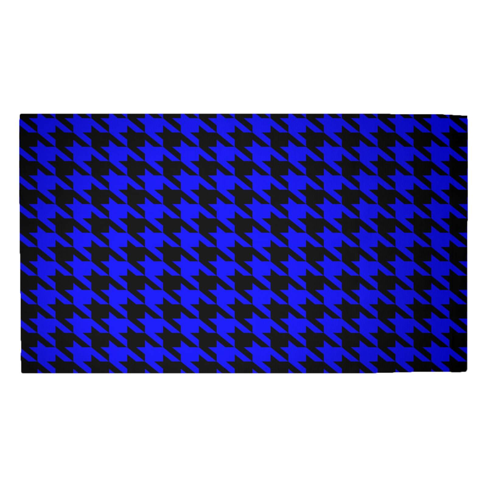 Blue Dogtooth Woven Rug - Medium