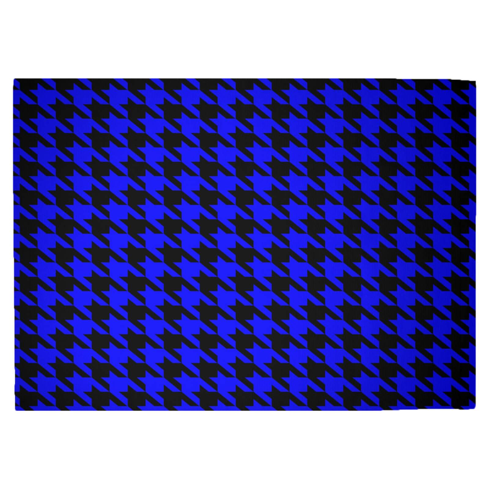Blue Dogtooth Woven Rug - Large