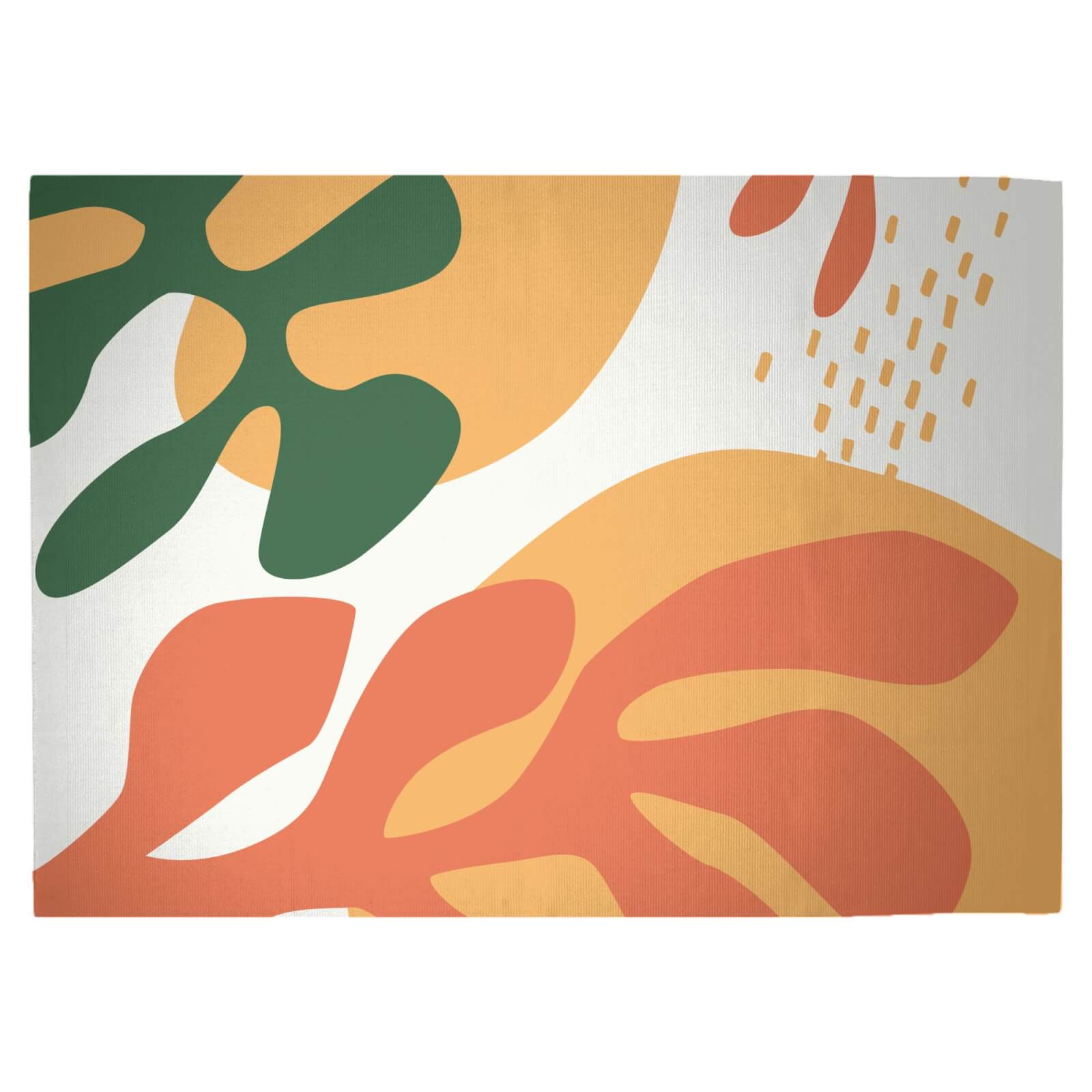 Mid Warm Leaf Pattern Woven Rug - Large