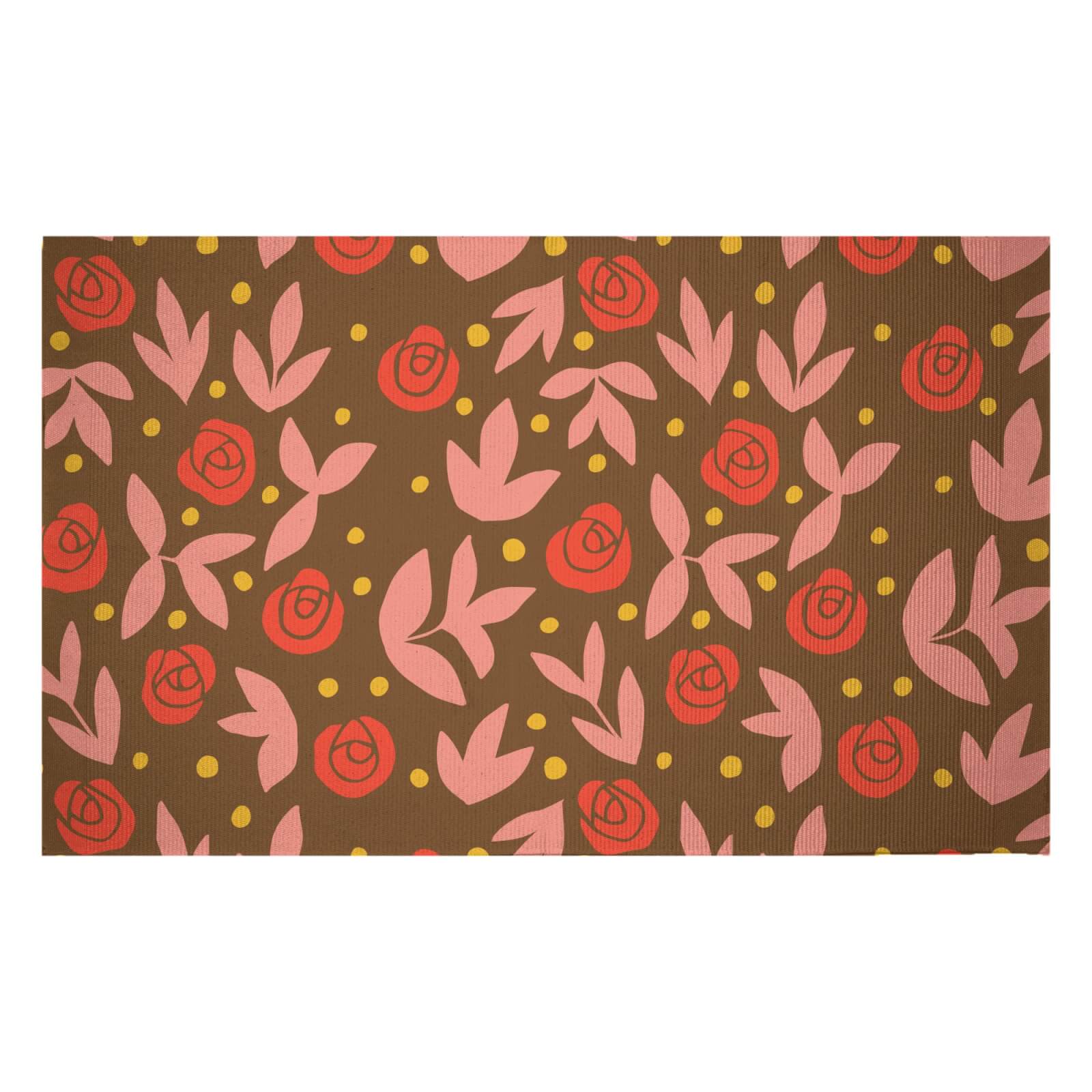 Retro Roses Woven Rug - Small
