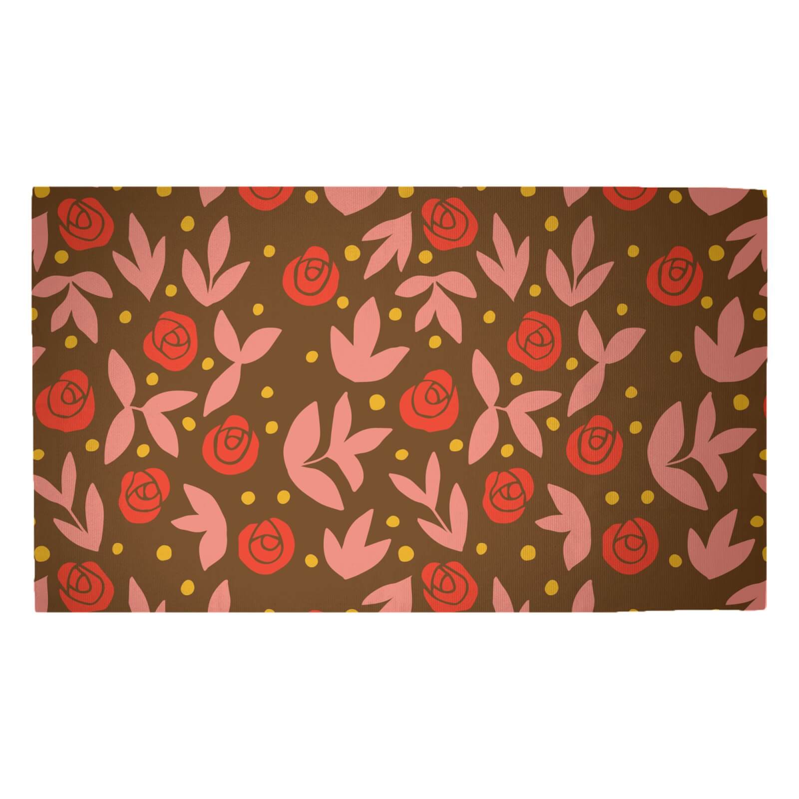 Retro Roses Woven Rug - Medium