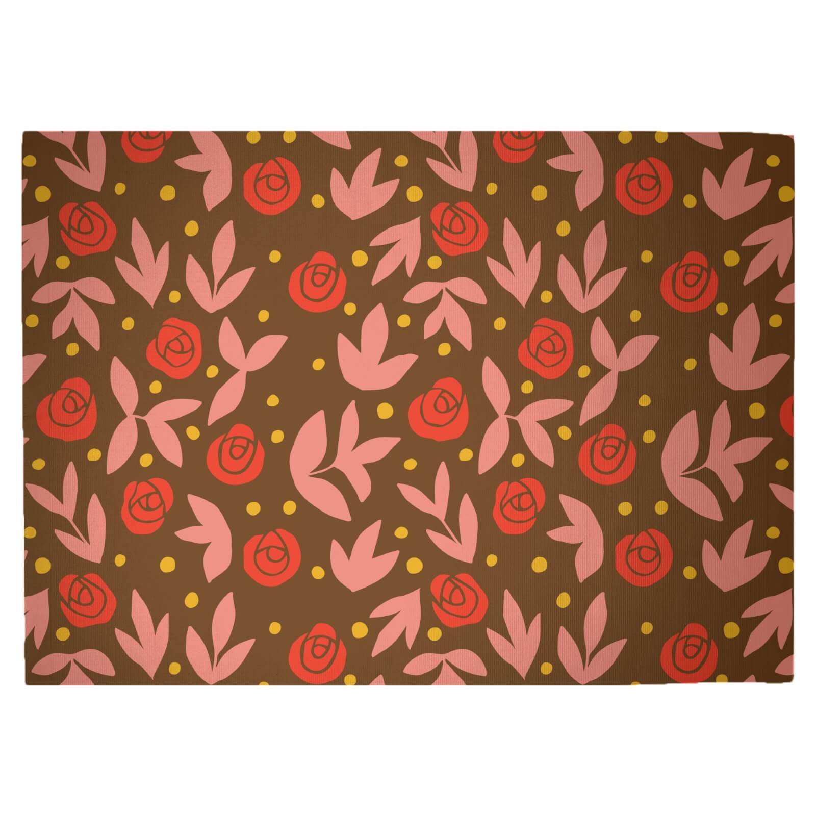 Retro Roses Woven Rug - Large