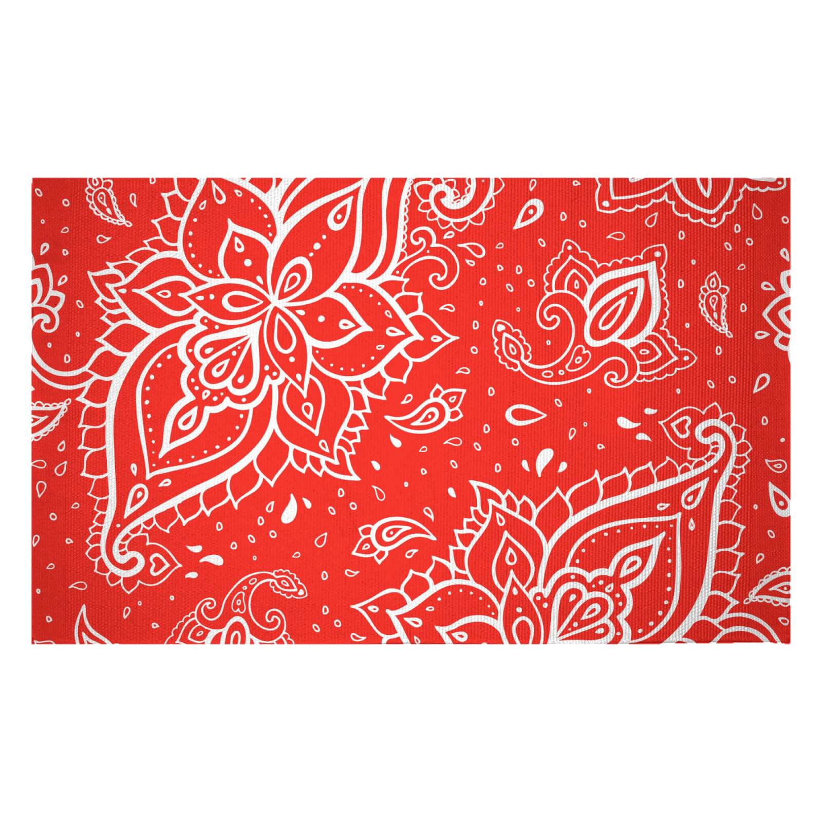 Red Paisley Woven Rug - Small