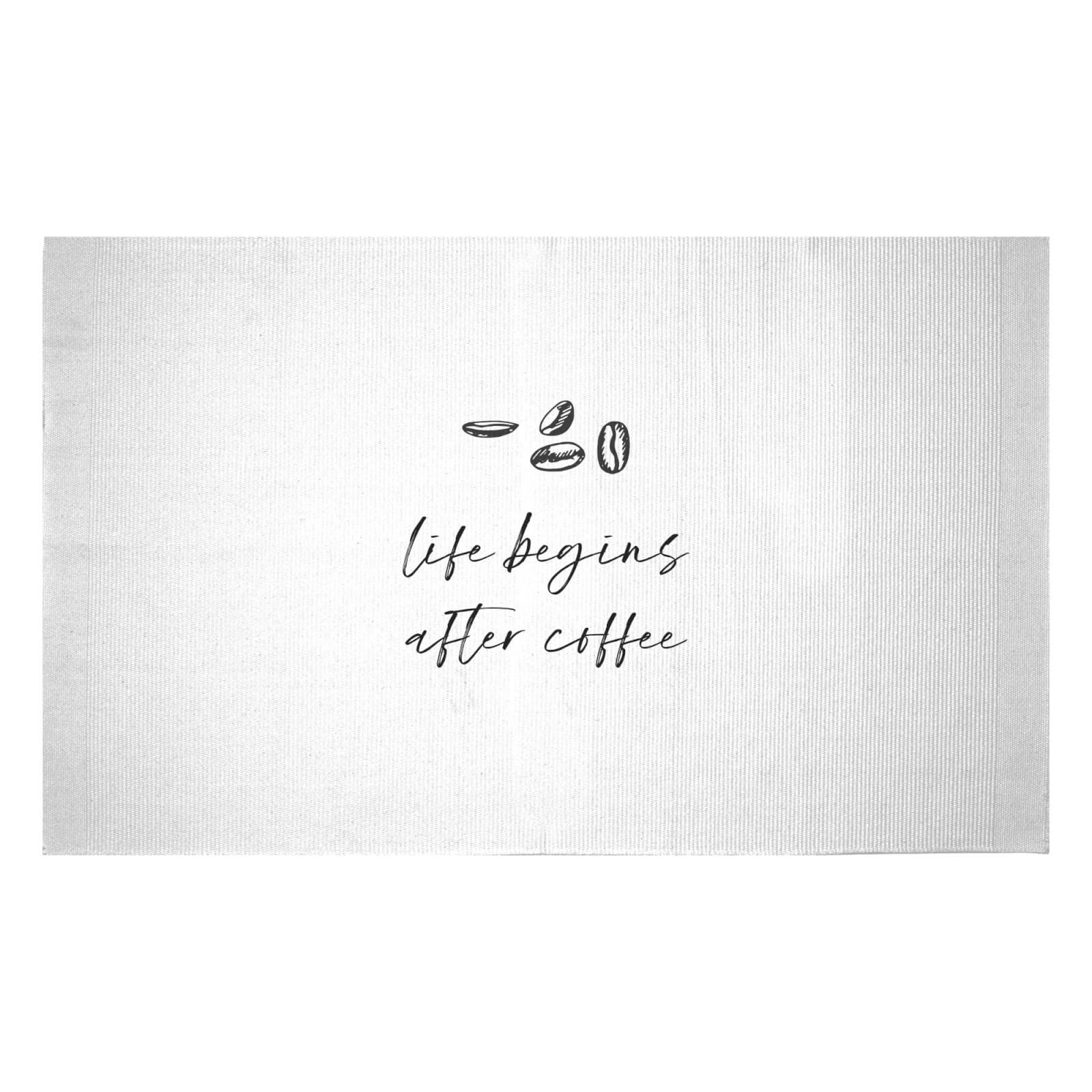 Life Begins After Coffee Woven Rug - Small