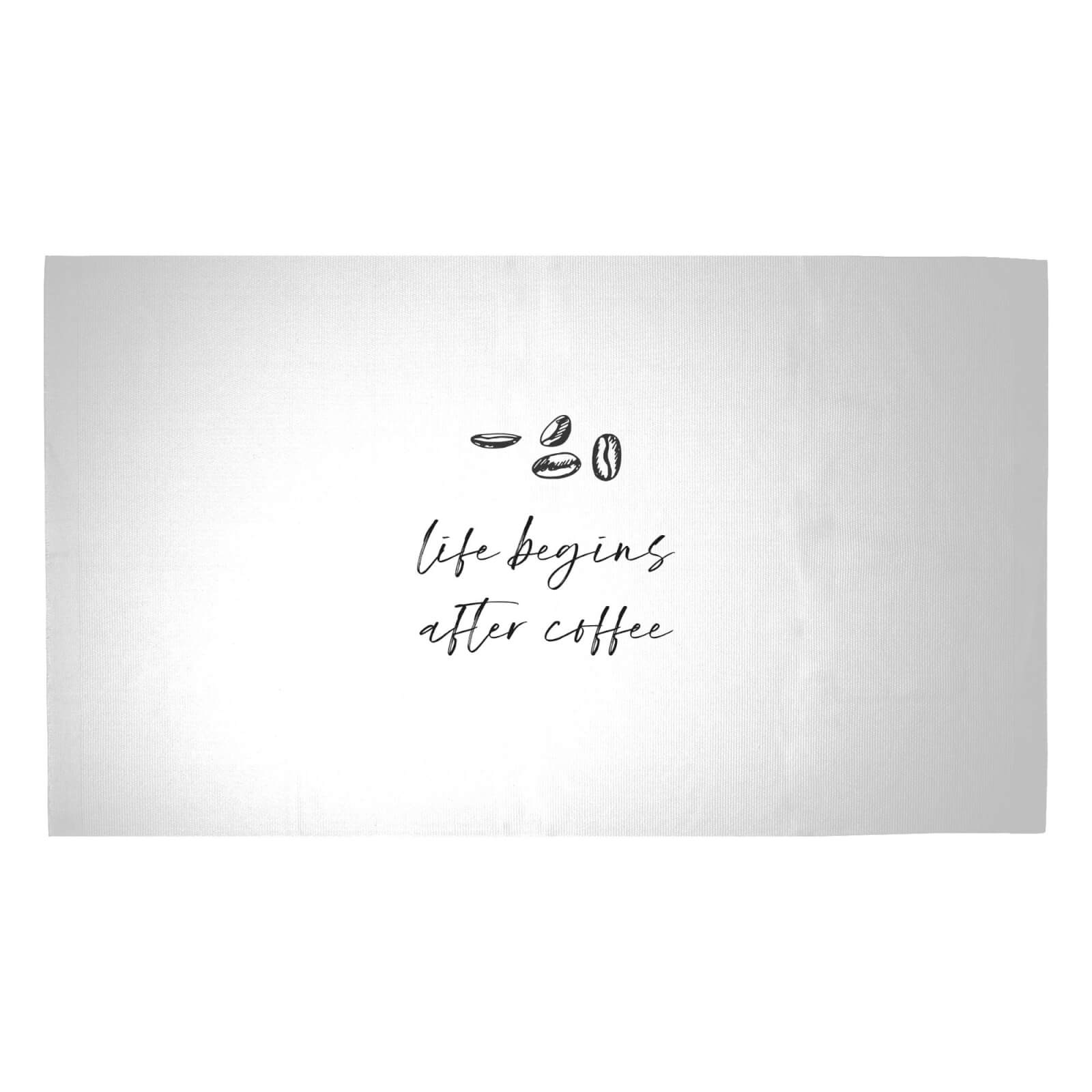 Life Begins After Coffee Woven Rug - Medium