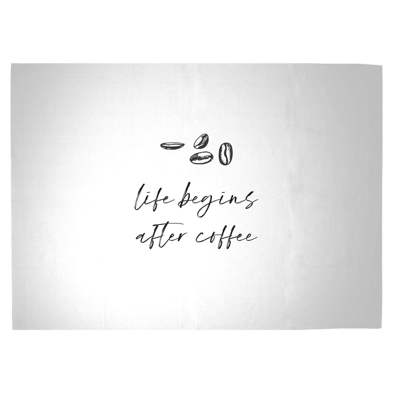 Life Begins After Coffee Woven Rug - Large