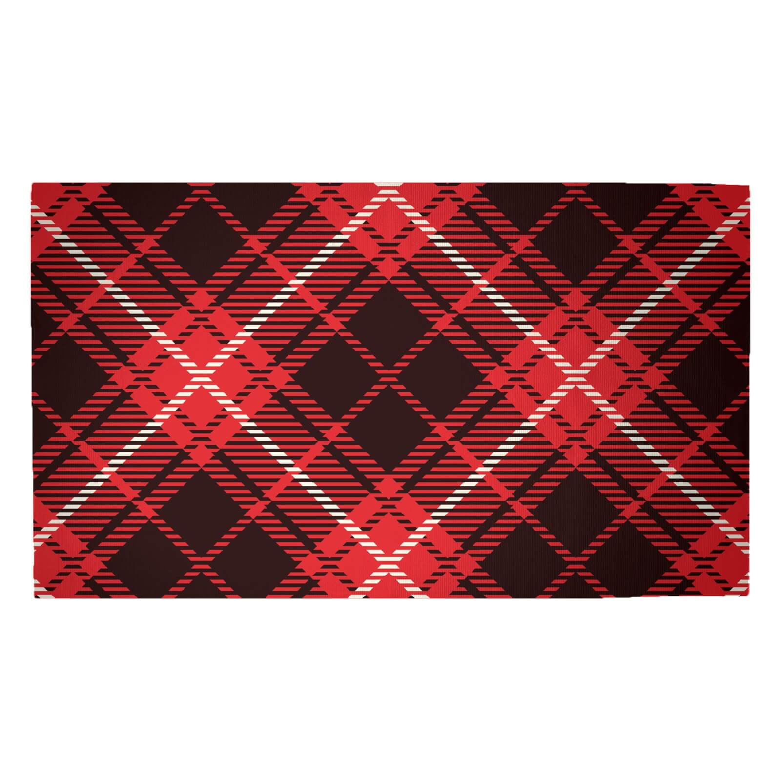 Diagonal Cross Tartan Woven Rug - Medium