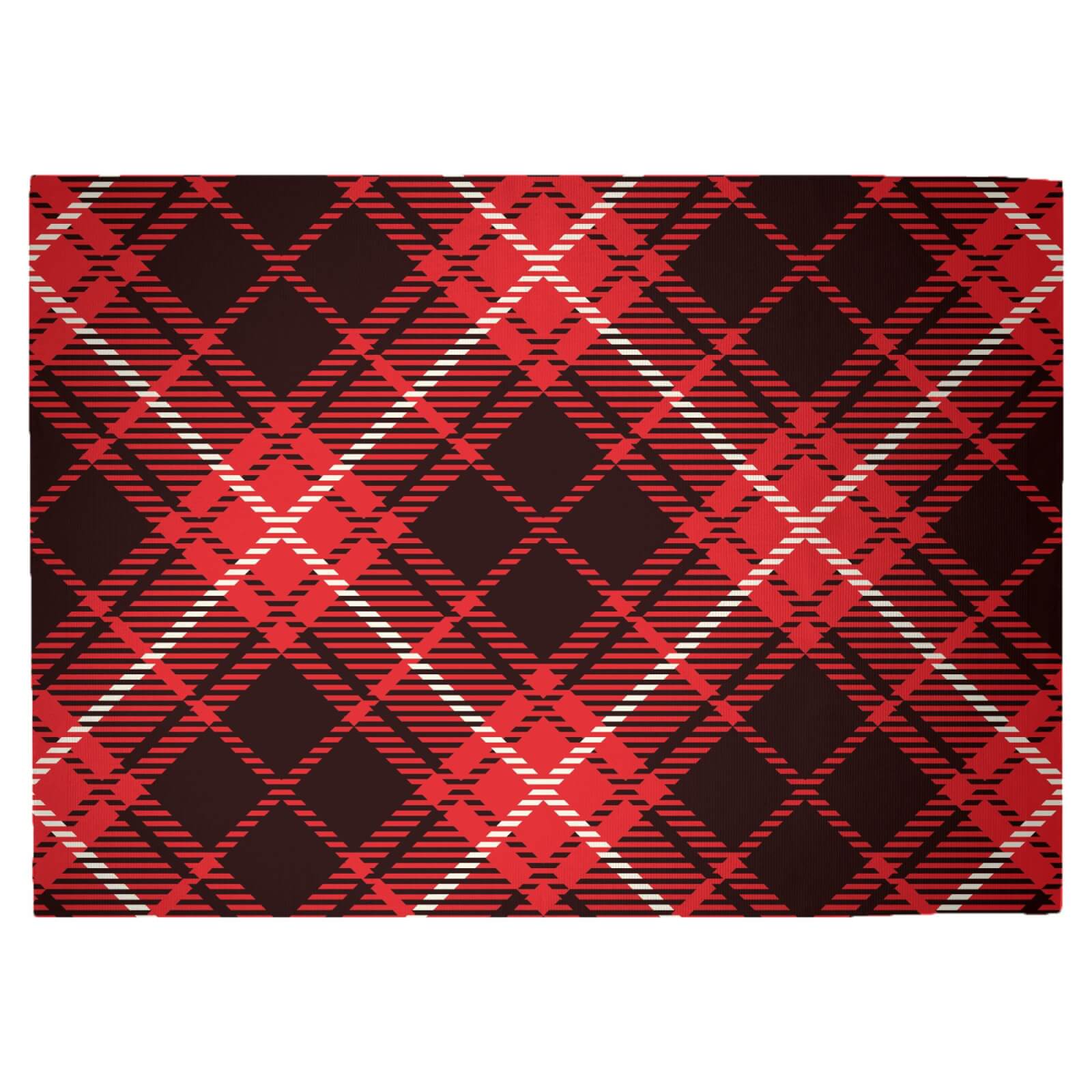 Diagonal Cross Tartan Woven Rug - Large