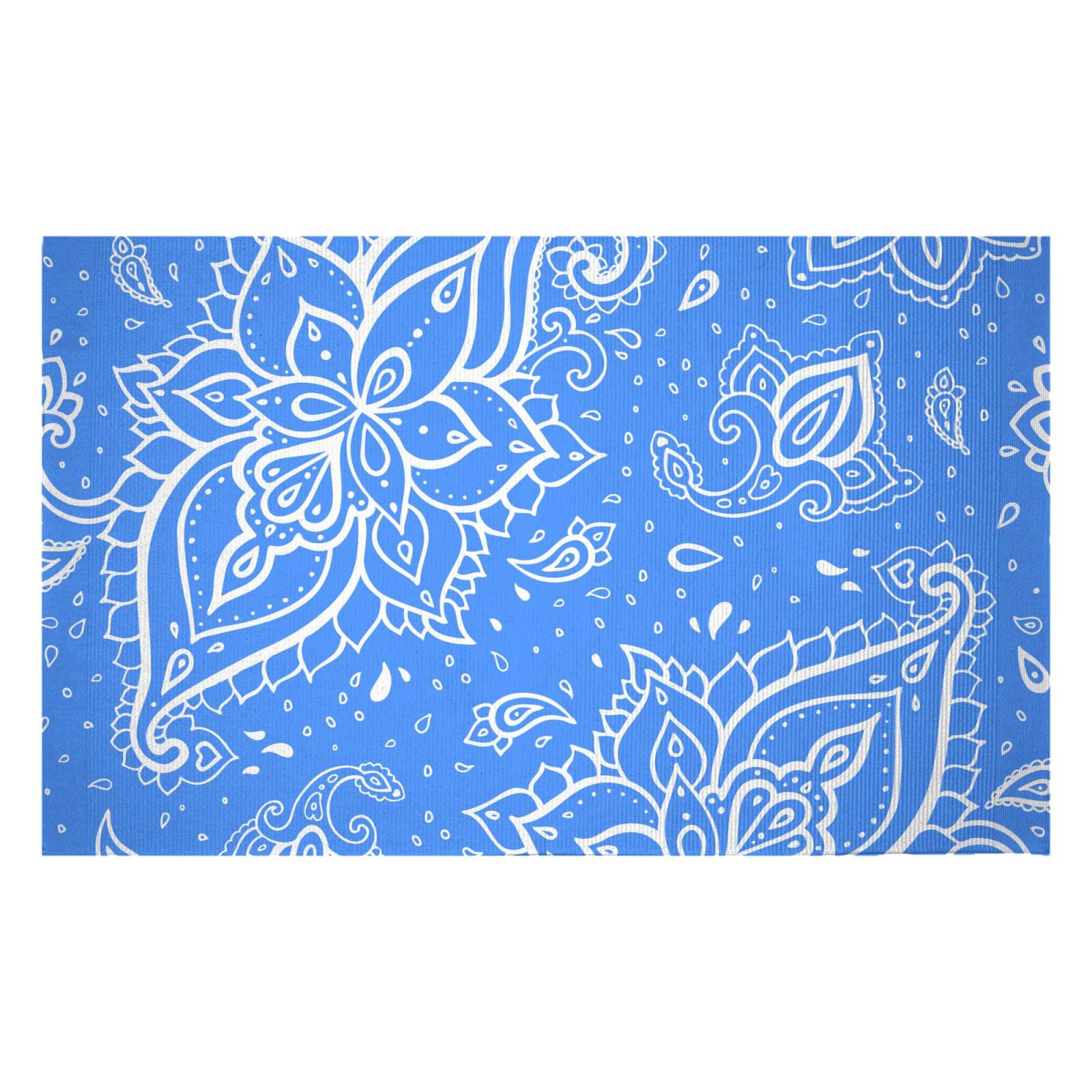 Sky Blue Paisley Woven Rug - Small
