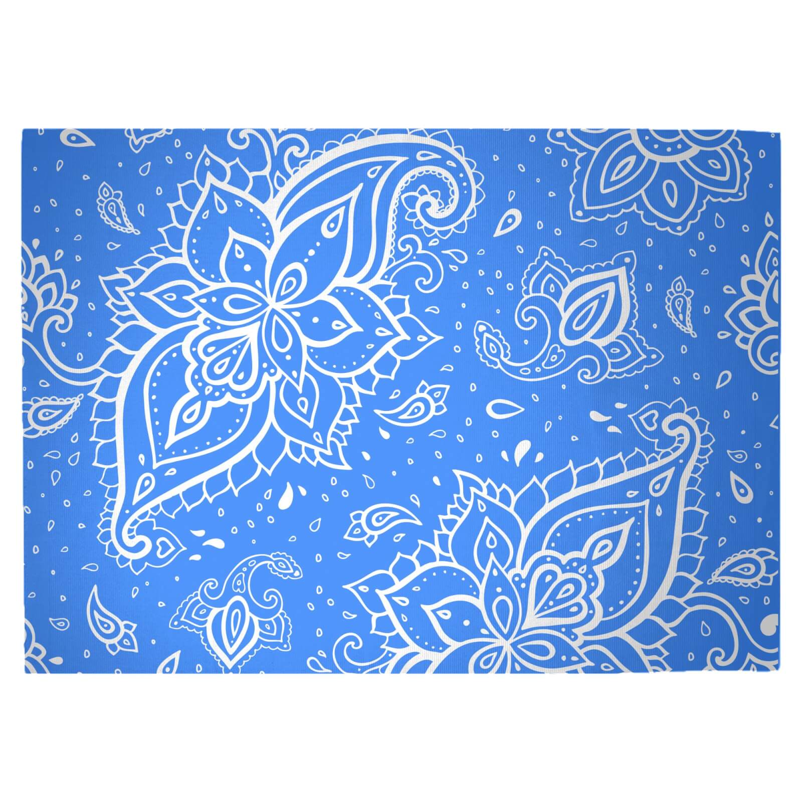 Sky Blue Paisley Woven Rug - Large