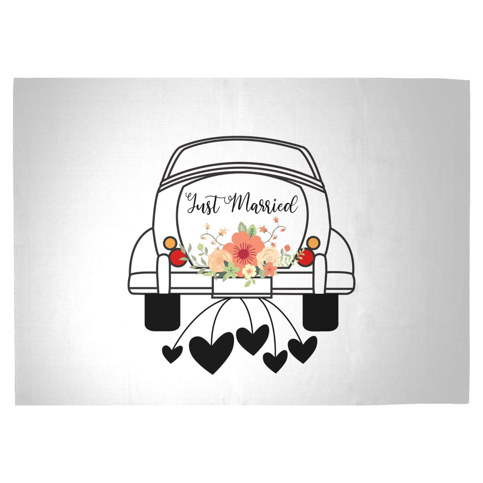 Just Married Car Woven Rug - Large