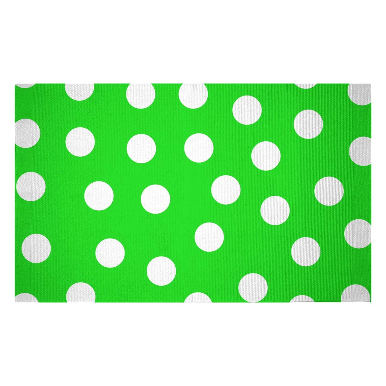 Green Polka Dots Woven Rug - Small