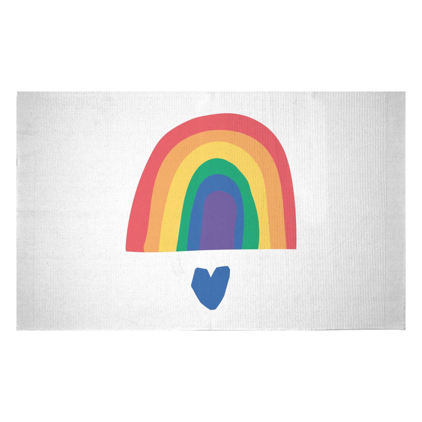 Rainbow And Heart Woven Rug - Small