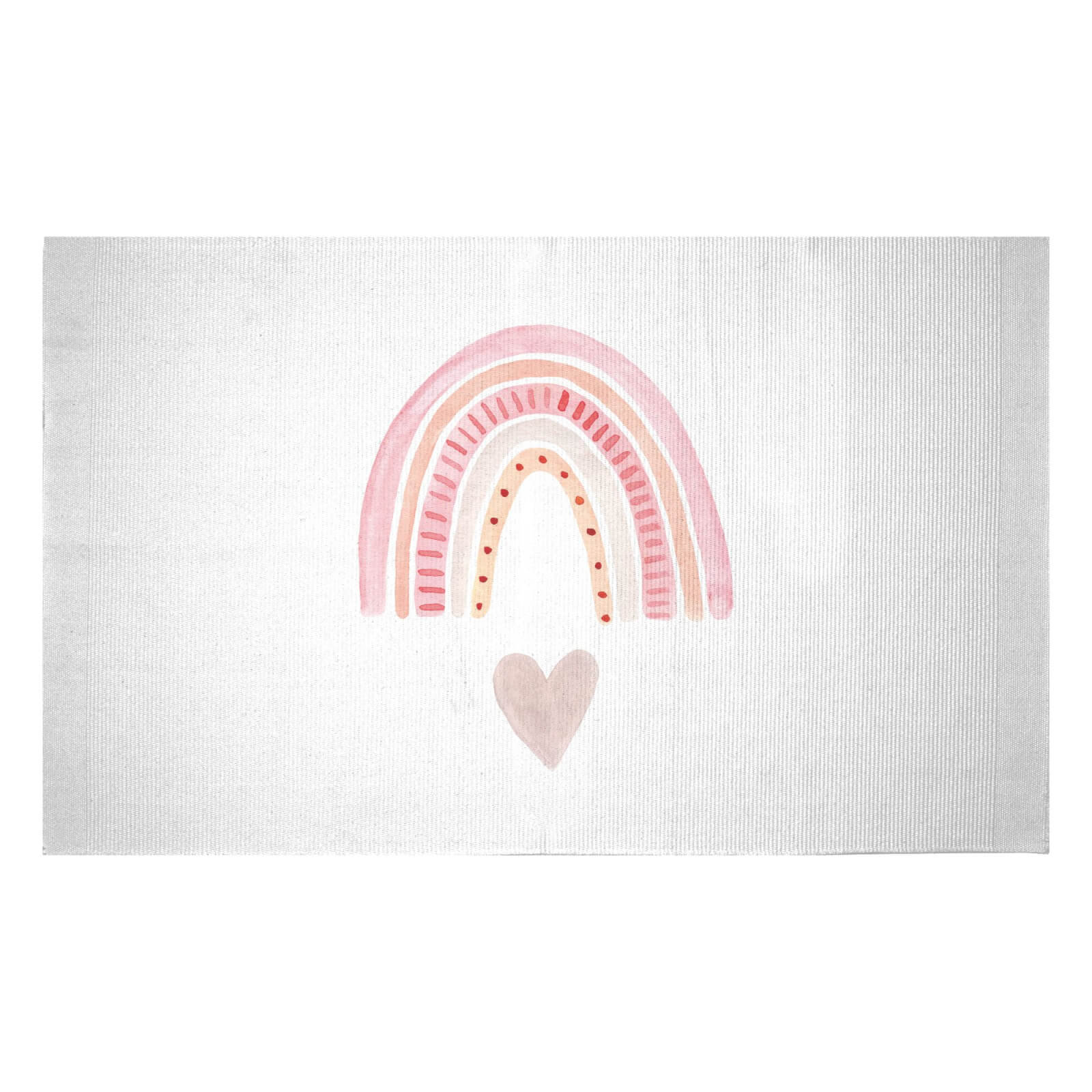 Pink Heart And Rainbow Woven Rug - Small