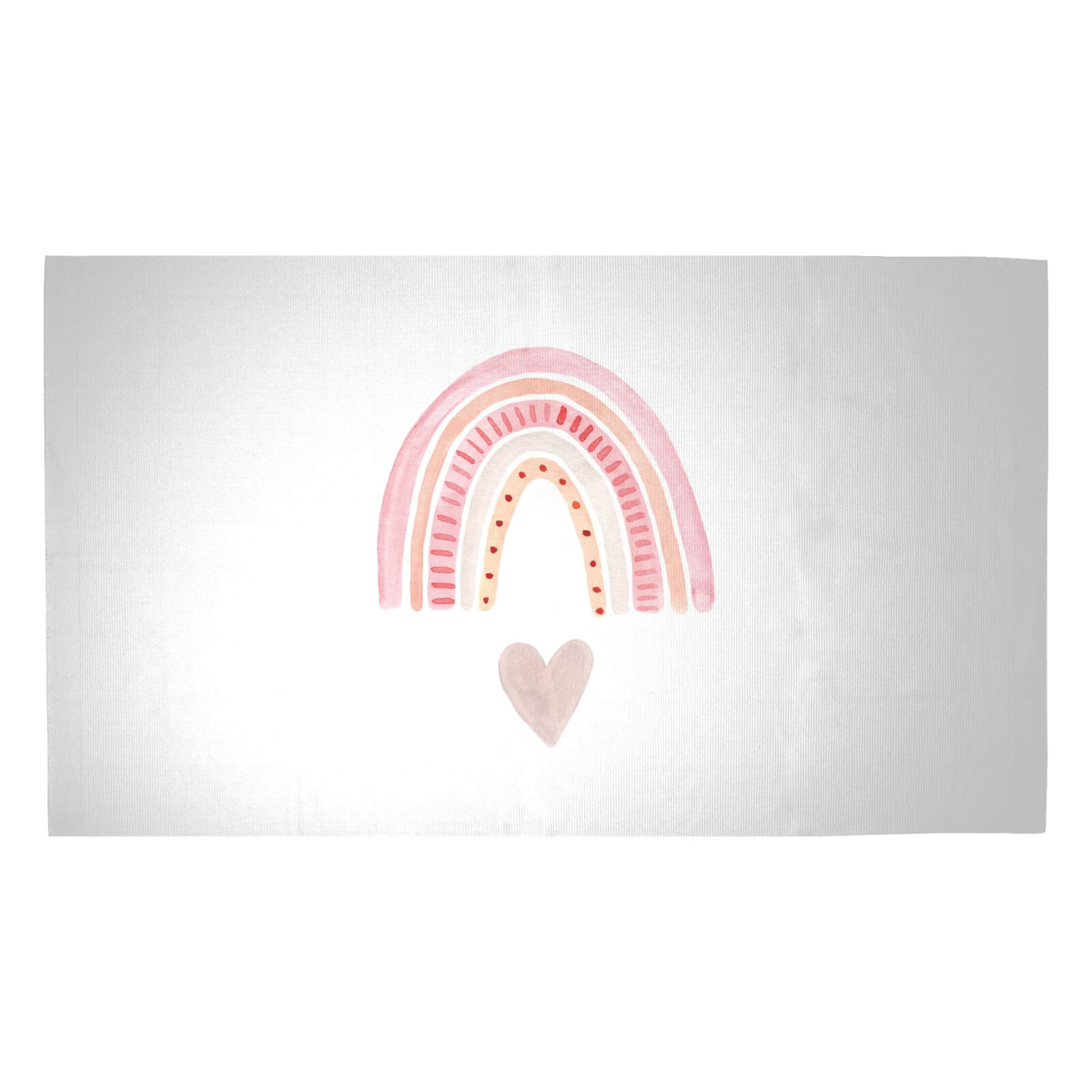Pink Heart And Rainbow Woven Rug - Medium